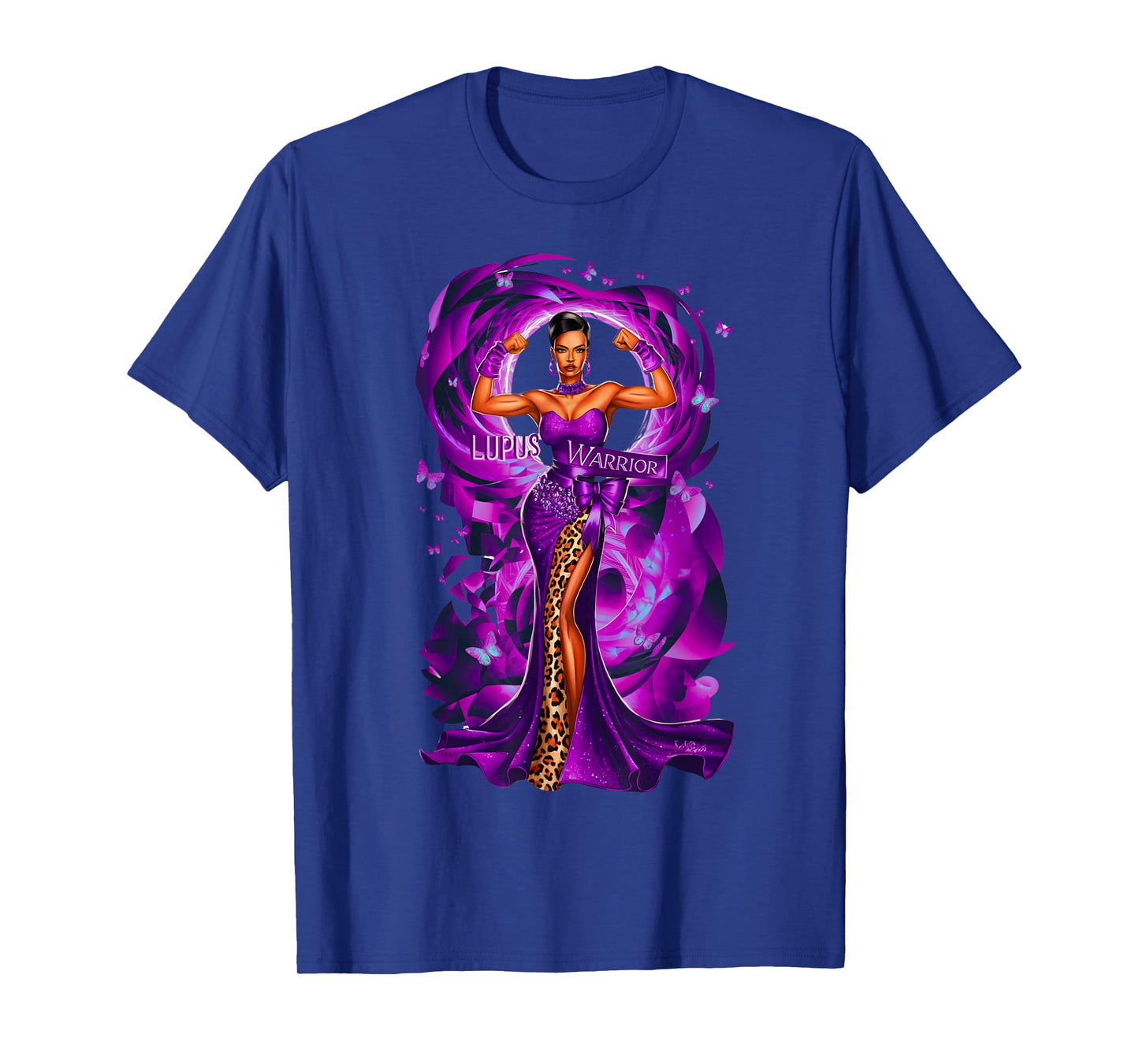 African American Black Woman Lupus Warrior Purple Ribbon Mom T-Shirt