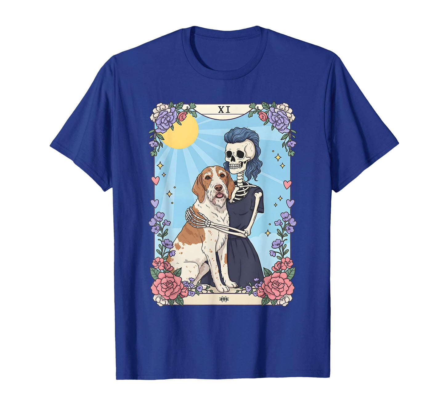 Spinone Italiano Tarot Card Halloween Costume Skeleton Retro T-Shirt