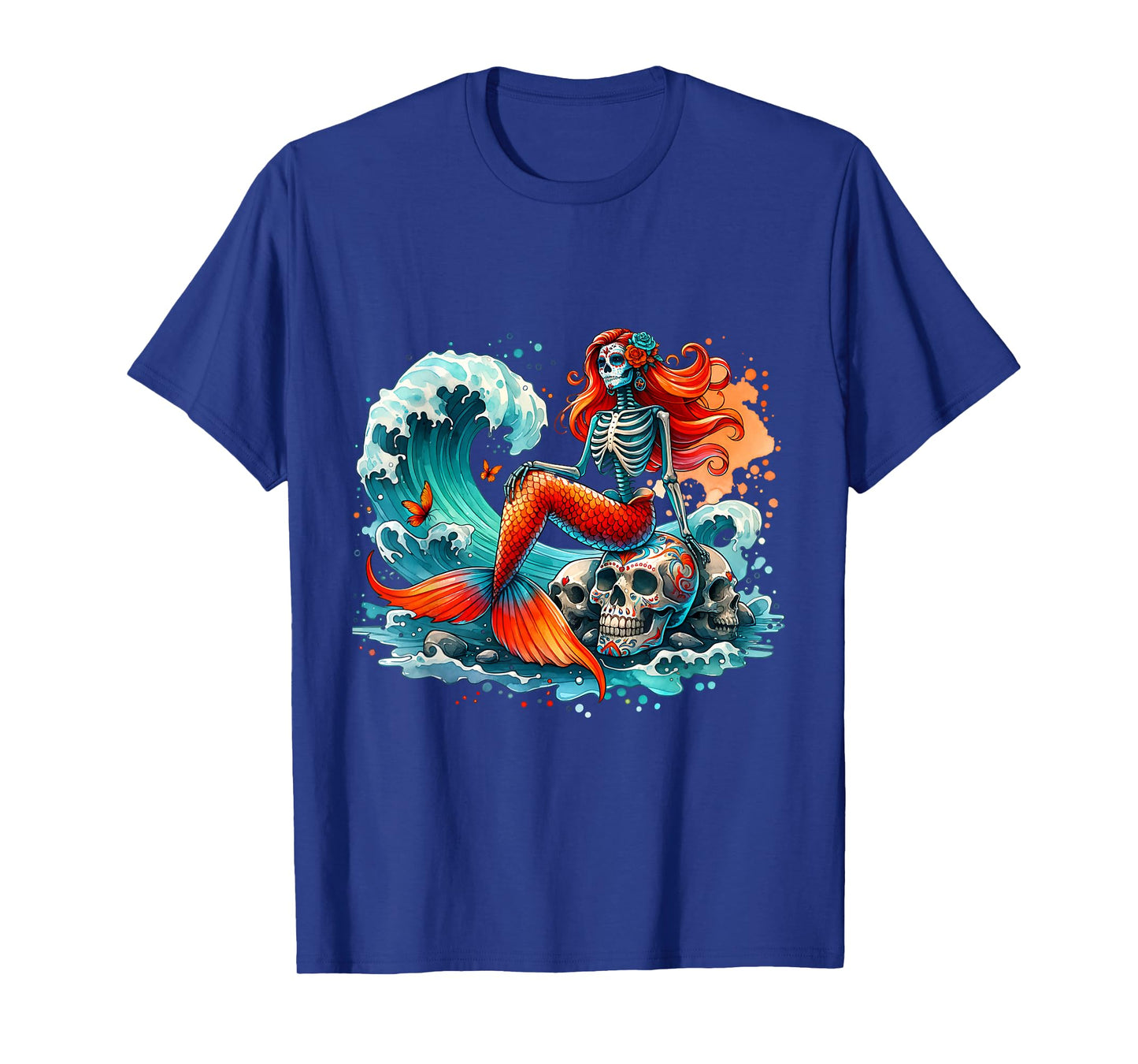 Mermaid Skull Ocean Wave Siren Skeleton Sea T-Shirt