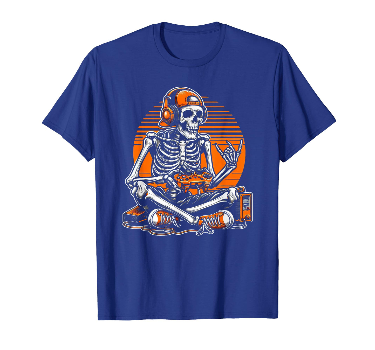 Retro Halloween Skeleton Gamer Video Gaming Boys Men Kids T-Shirt