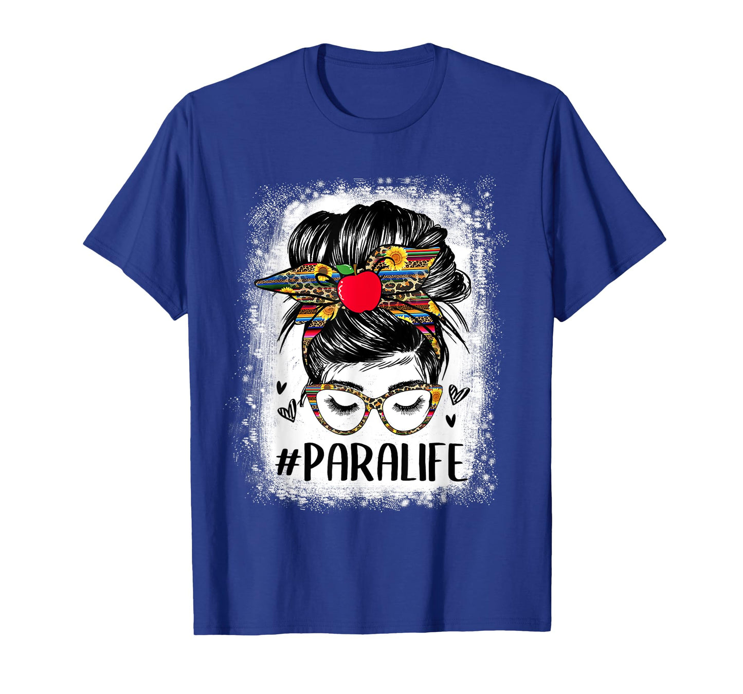 Bleached Teacher Para Life Paraprofessional Cute Messy Bun T-Shirt for Men Women Girls Kids
