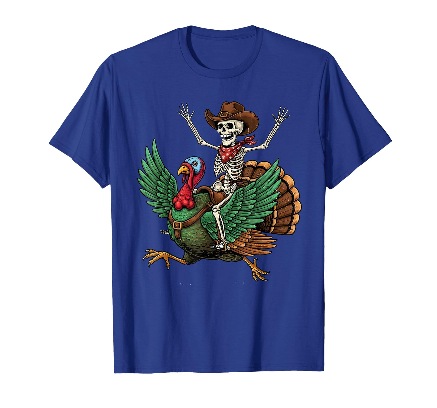 Funny Cowboy Skeleton Riding Turkey Thanksgiving Fall Autumn T-Shirt