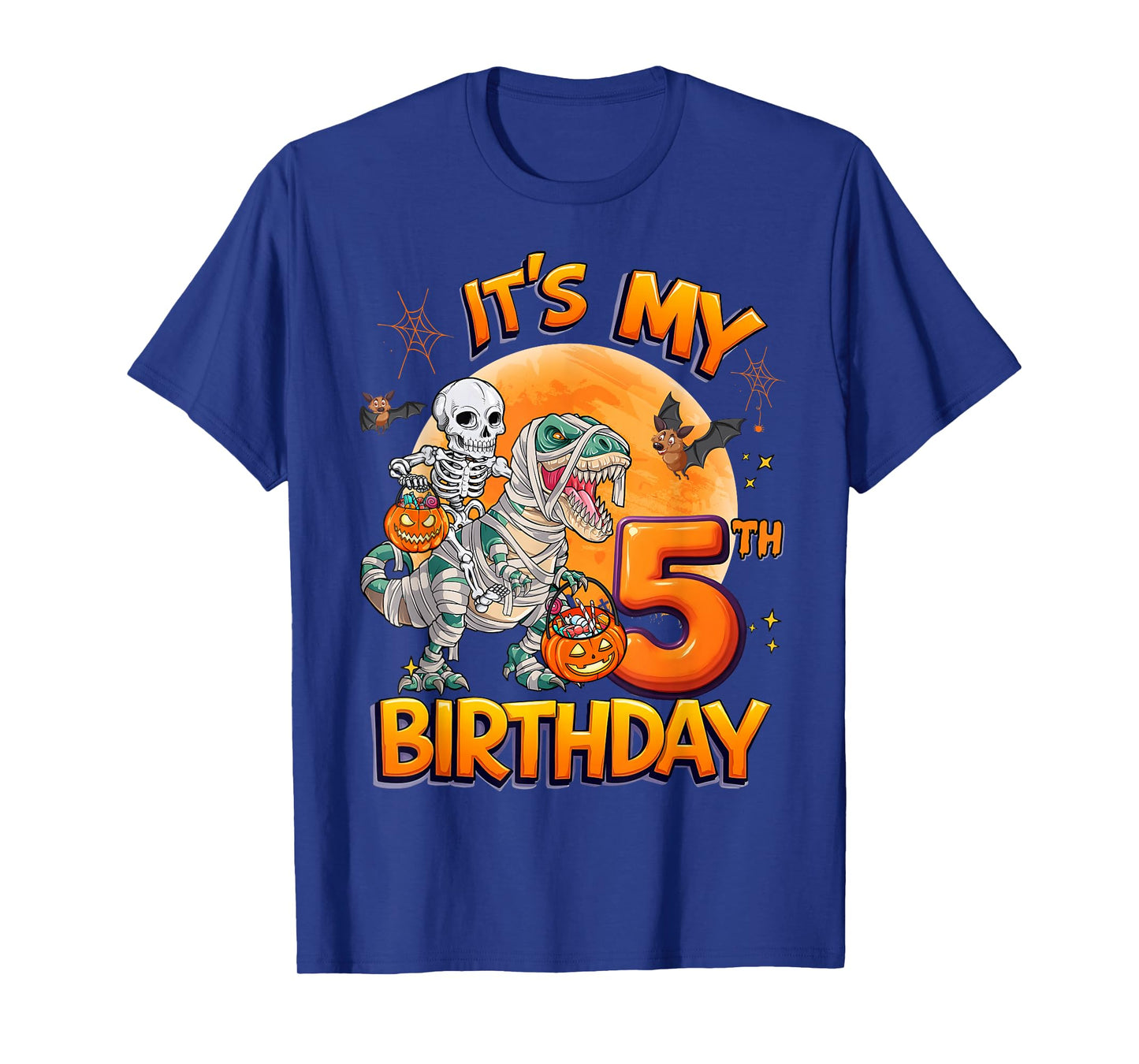 It's My 5th Birthday Dinosaur Skeleton Halloween 5 Years Old T-Shirt