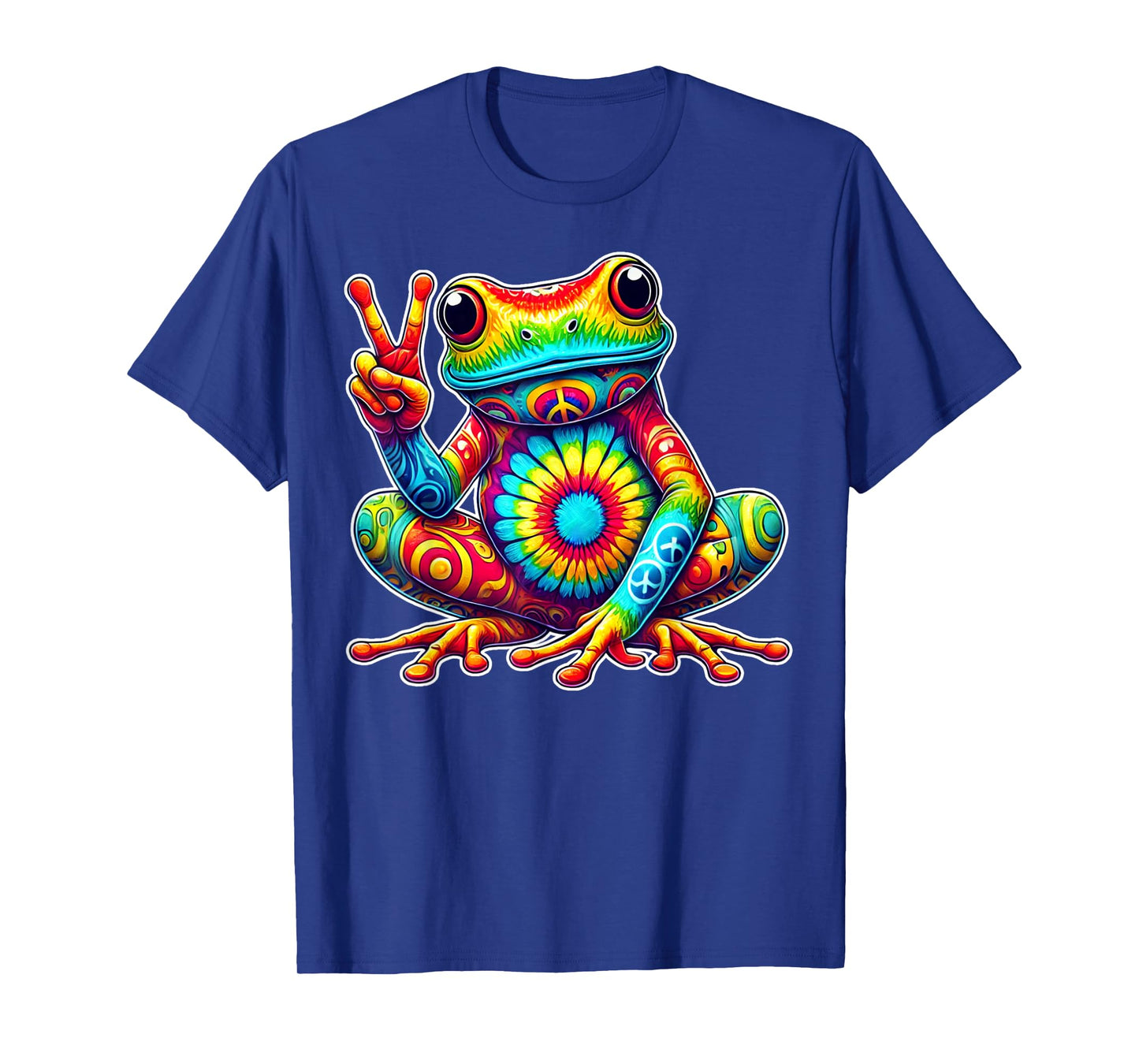 Tie-Dye Frog With Peace Sign Cool Hippie T-Shirt