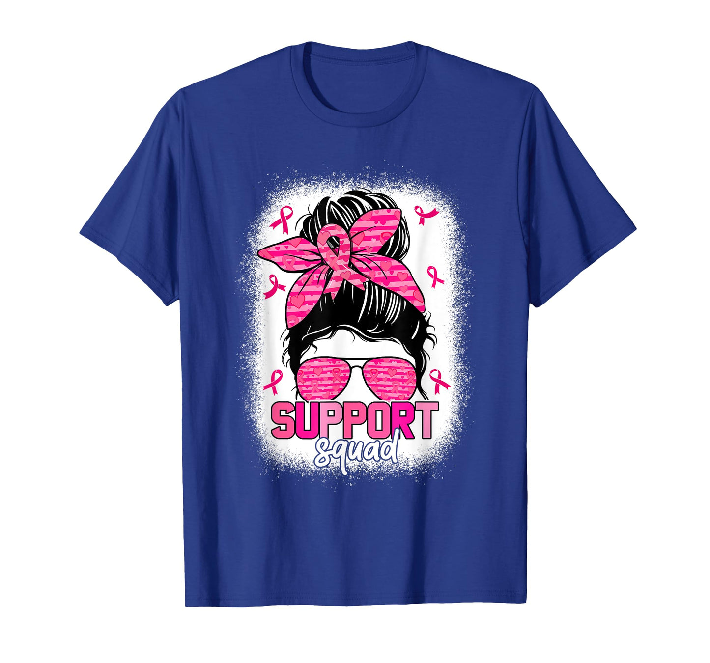 Support Squad Breast Cancer Awareness Messy Bun Pink Warrior T-Shirt