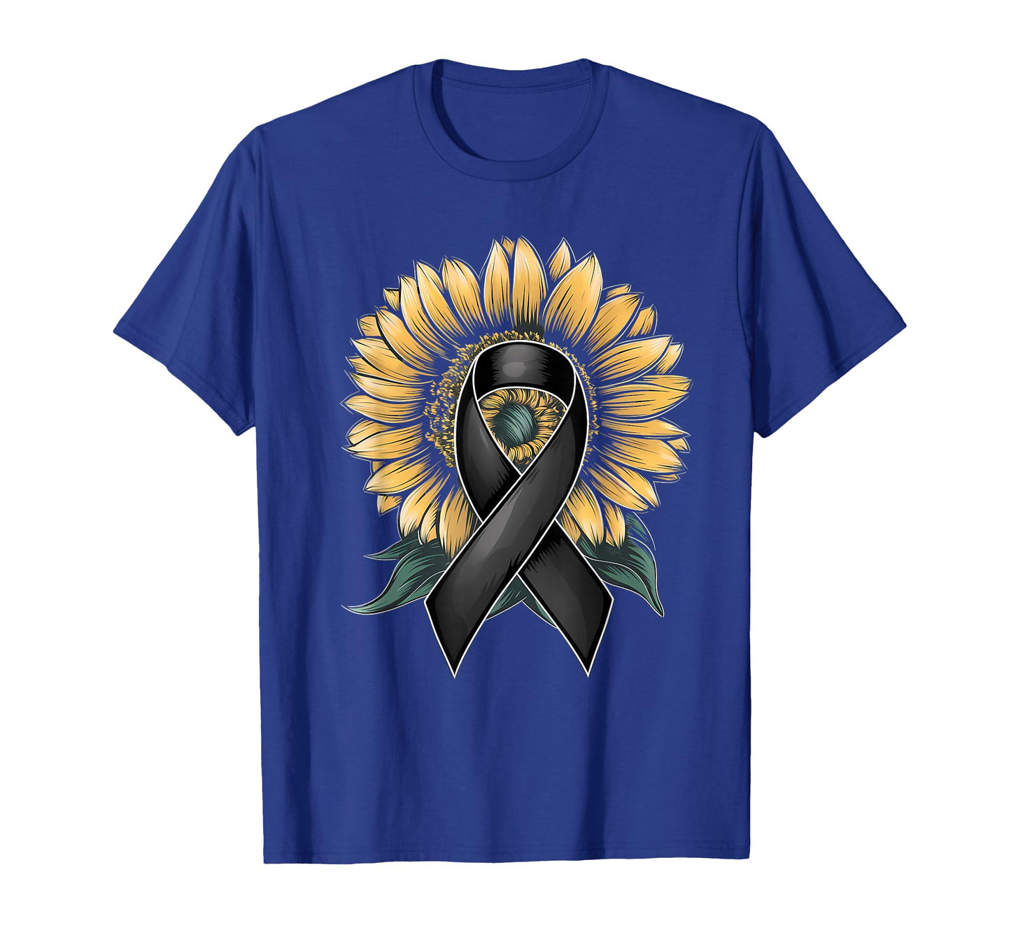 Melanoma Cancer Awareness Black Ribbon Skin Cancer Sunflower T-Shirt