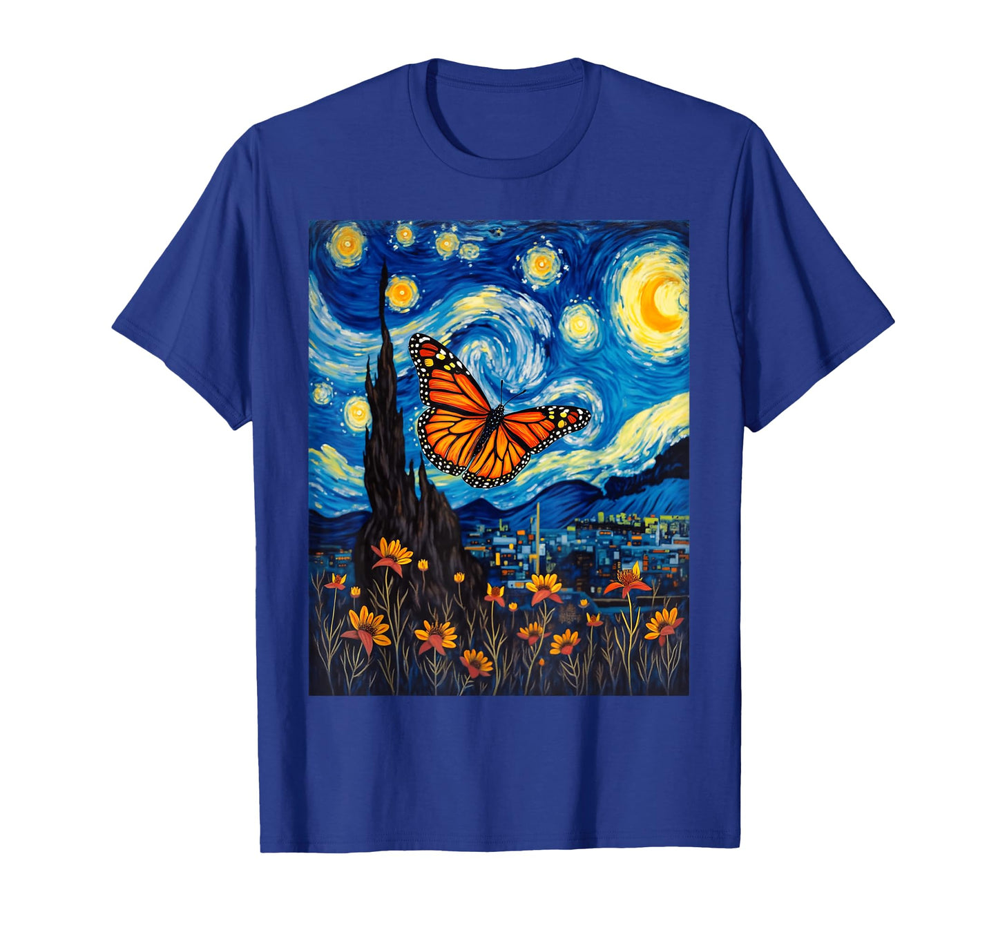 Van Gogh's Starry Night Monarch Butterfly Butterflies T-Shirt