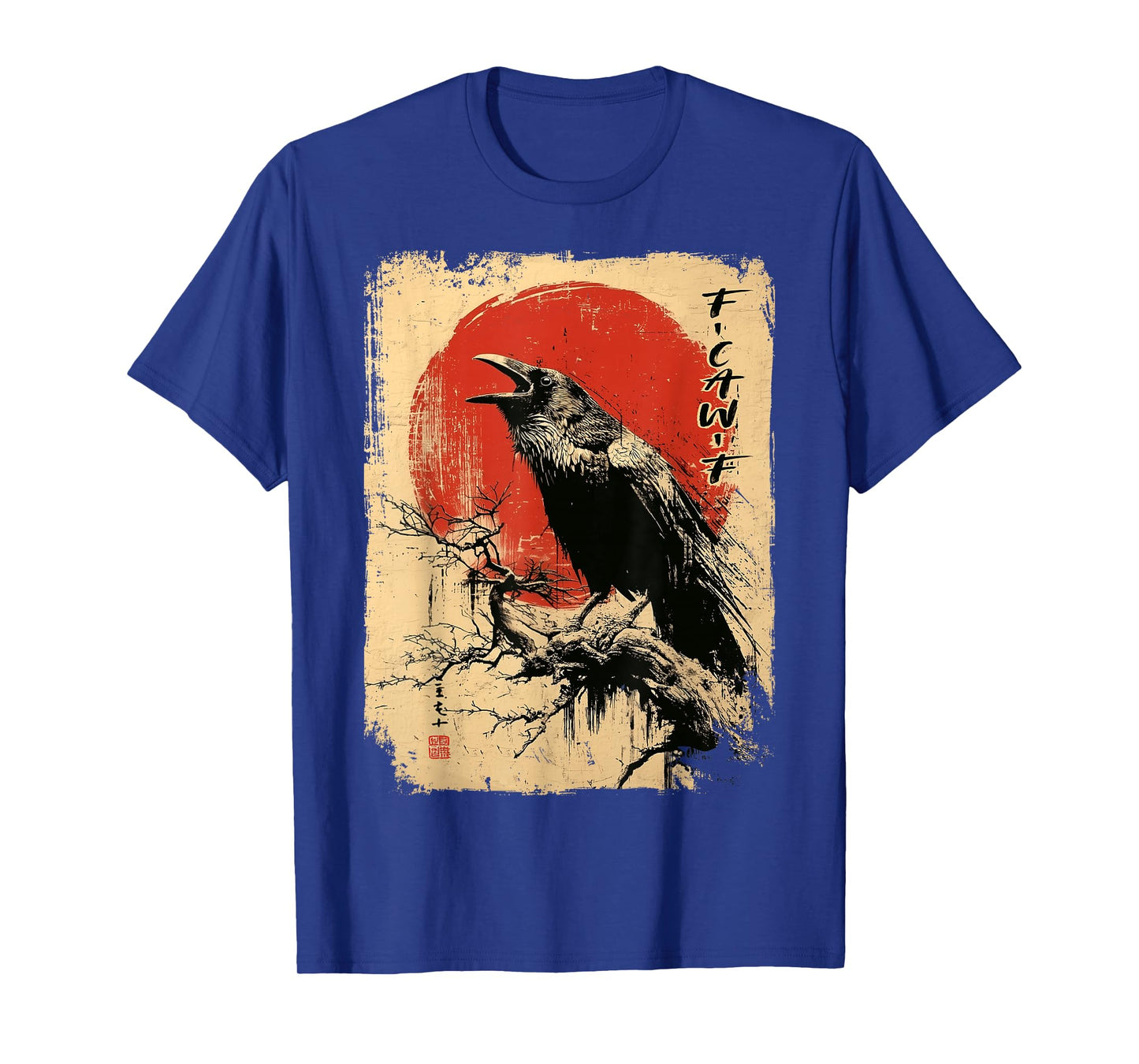 Funny F-CAW-F Crow Raven Halloween Ukiyo-e Japan Style Men T-Shirt