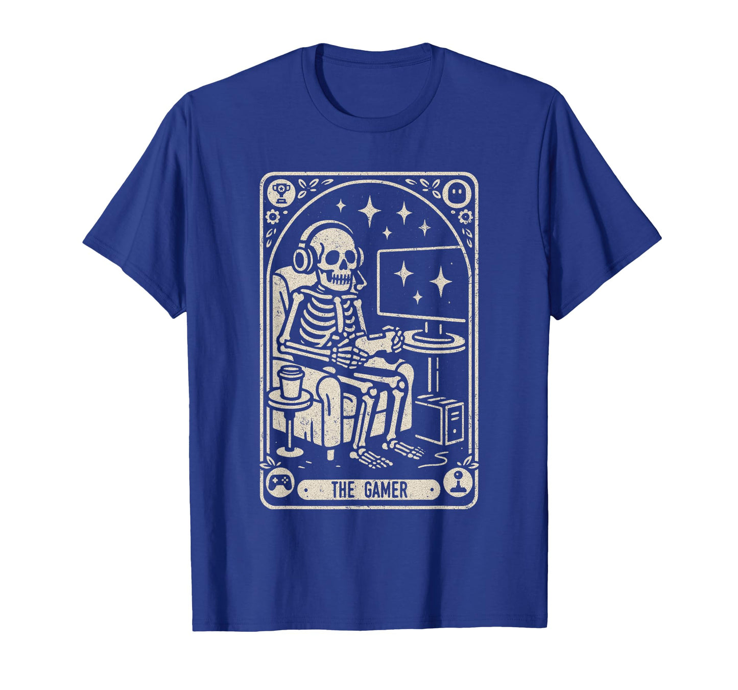 Gaming Skeleton Tarot Card Style Funny The Gamer Halloween T-Shirt