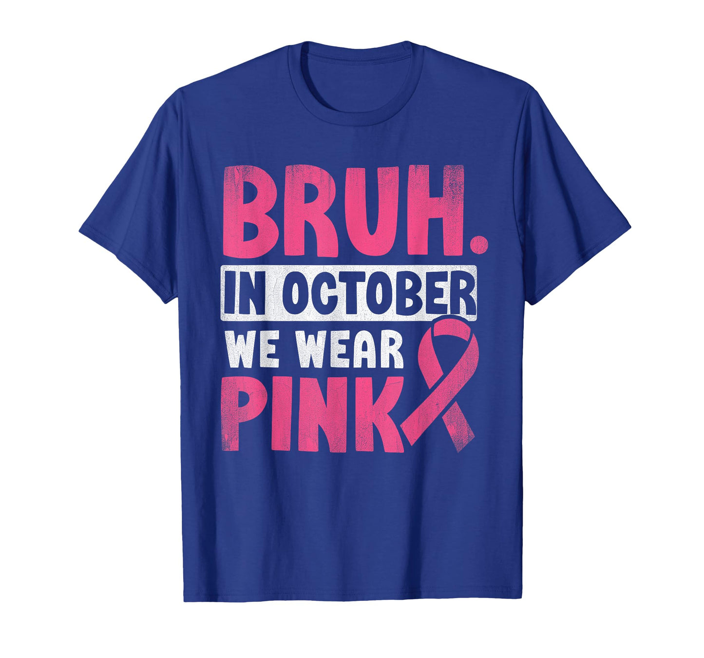 Breast Cancer Shirts for Kids Boys Bruh In October Wear Pink T-Shirt