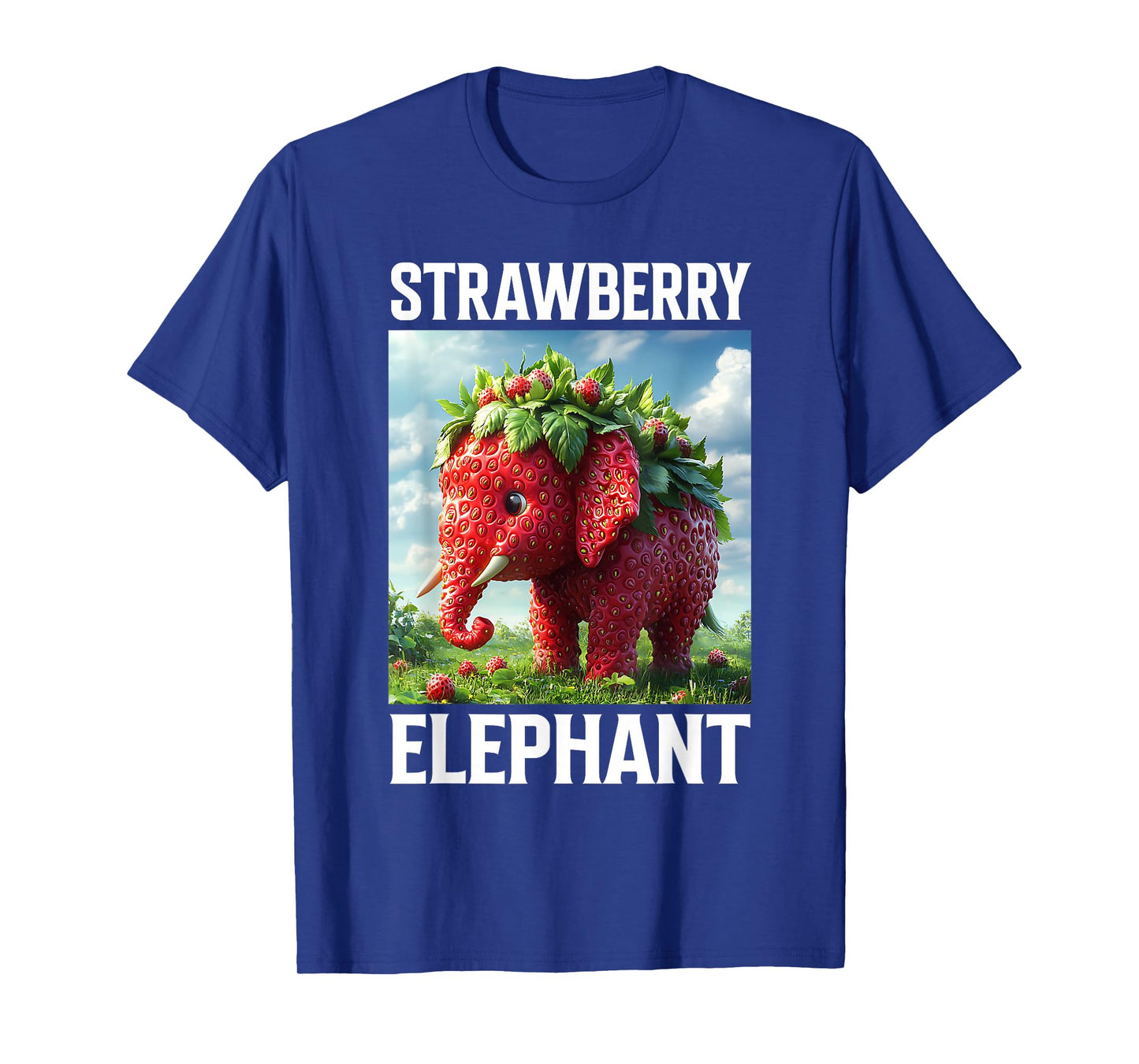 Strawberry Elephant Cute Whimsical Animal Art Tee T-Shirt