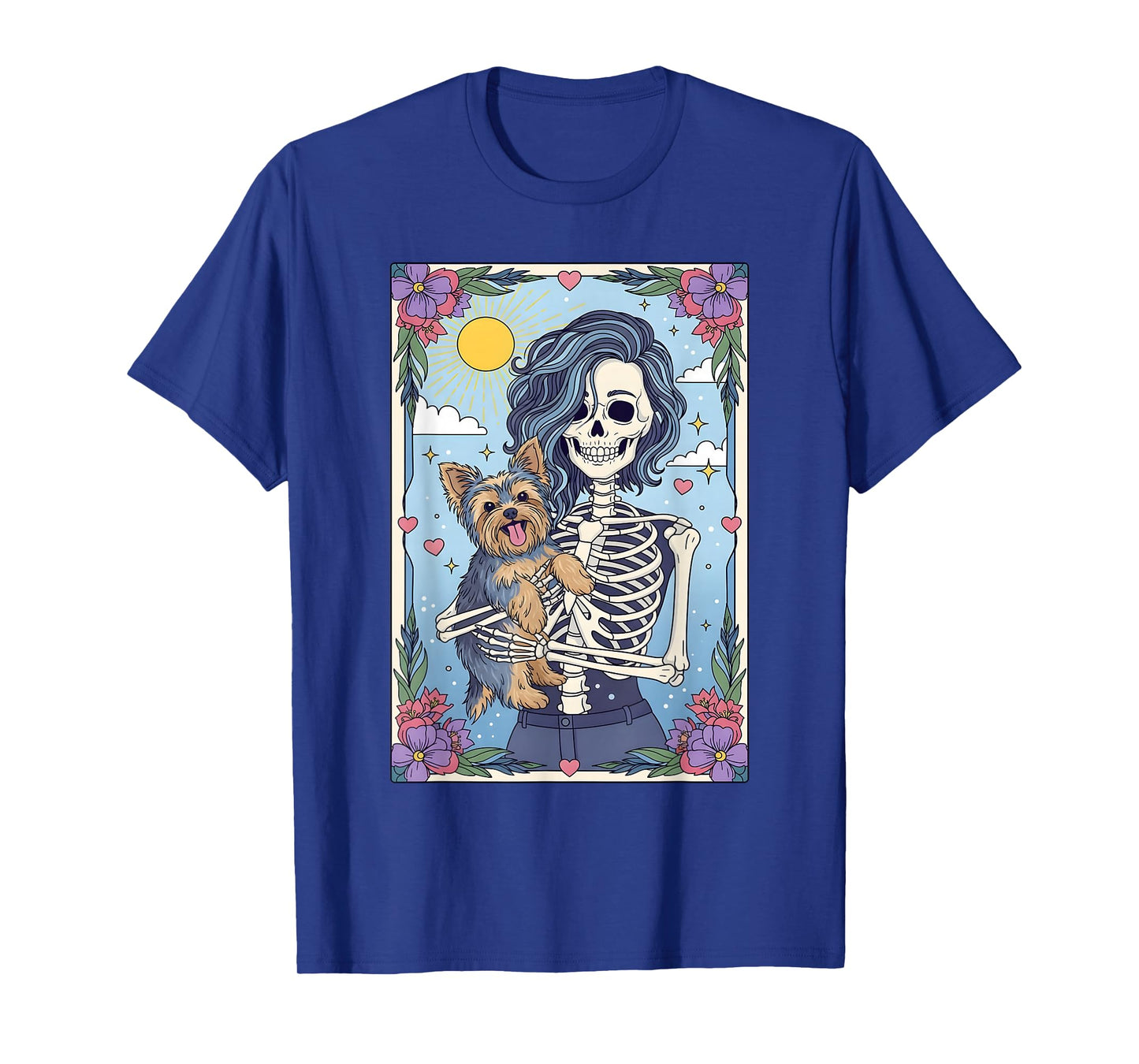 Yorkshire Terrier Dog Tarot Card Halloween Costume Skeleton T-Shirt
