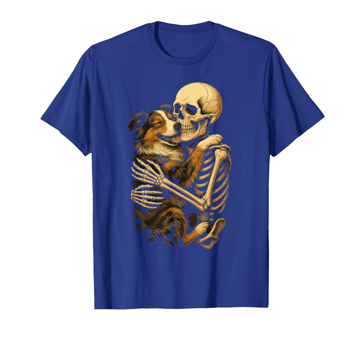 Skeleton Hugging Australian Shepherd T-Shirt