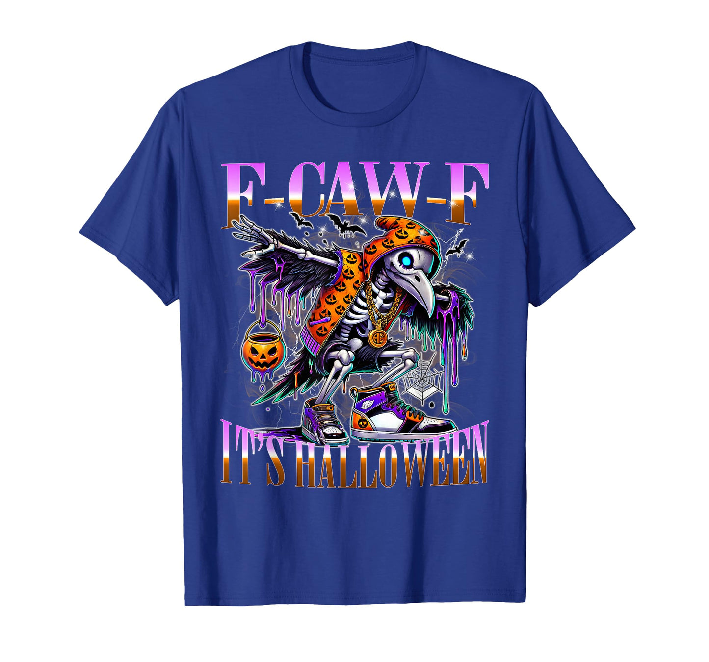 F-Caw-F Raven Skeleton Halloween Urban Graffiti T-Shirt