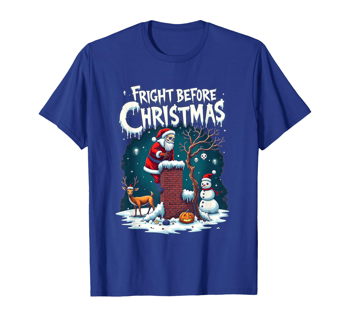 Fright Before Christmas Creepy Skeleton Santa T-Shirt