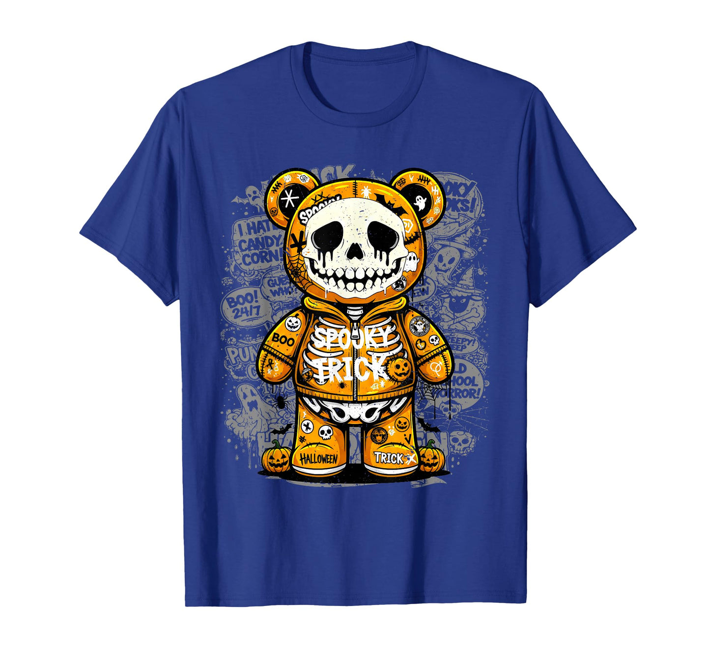 Spooky Skeleton Bear Halloween Graffiti Art for Boys and Kid T-Shirt