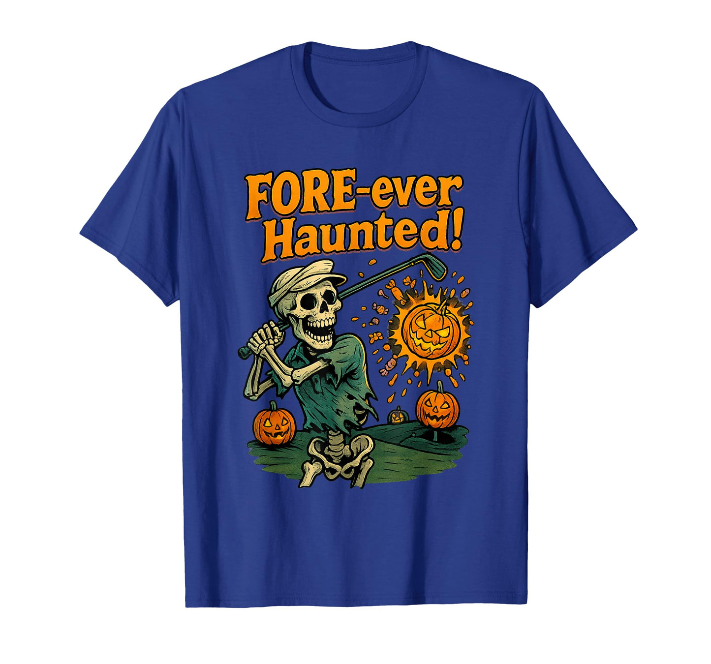 Fore-Ever Haunted Golf Swing Skeleton Humor Halloween Funny T-Shirt