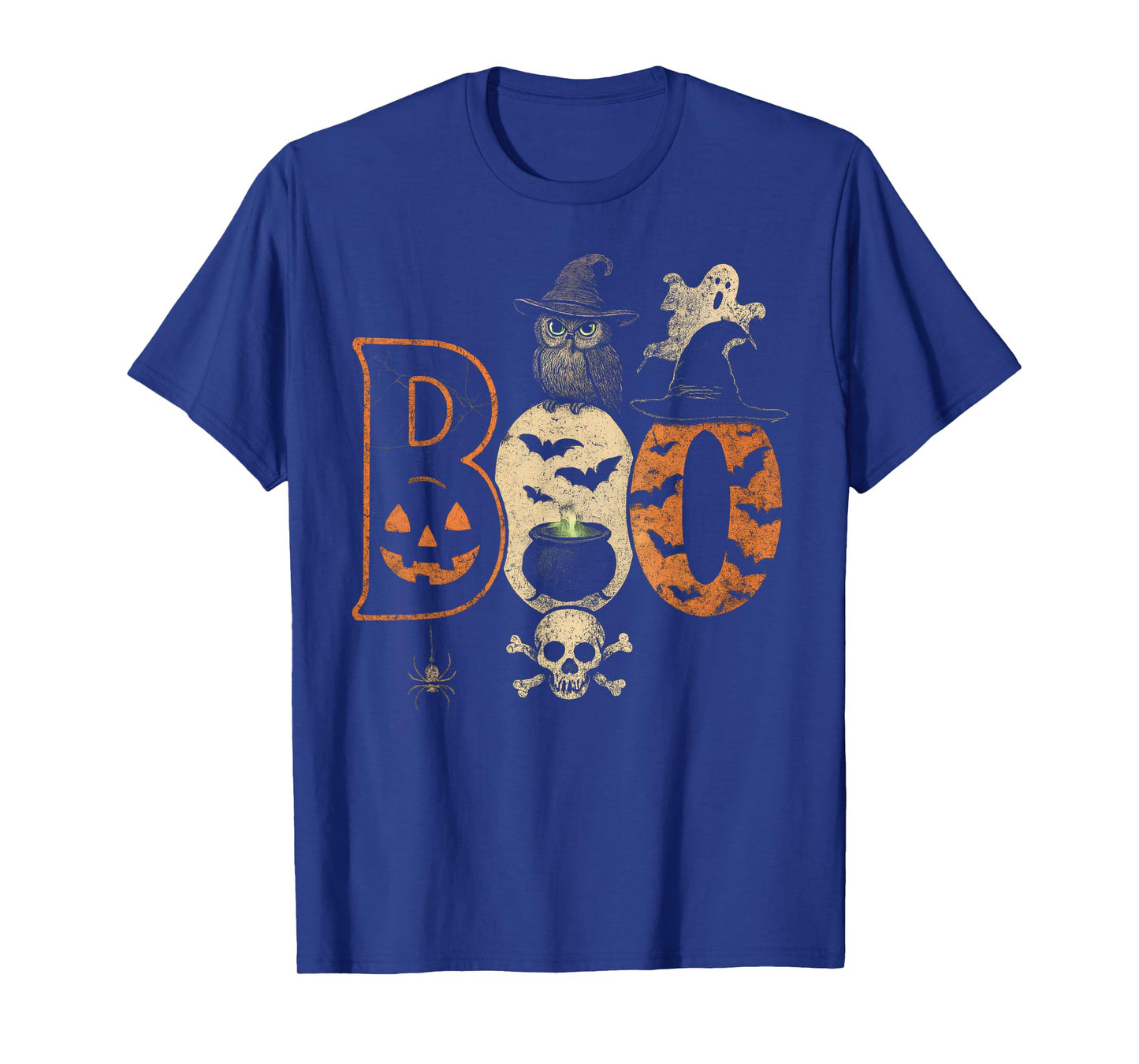 Boo Creepy Owl Pumpkin Ghost Spooky Halloween Men Women Kids T-Shirt