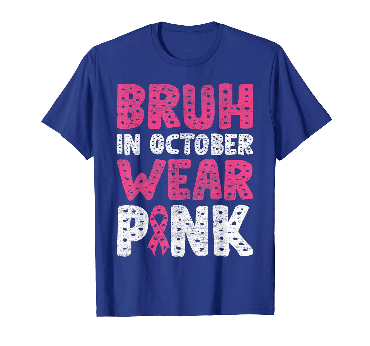 Breast Cancer Shirts for Kids Boys Bruh In October Wear Pink T-Shirt