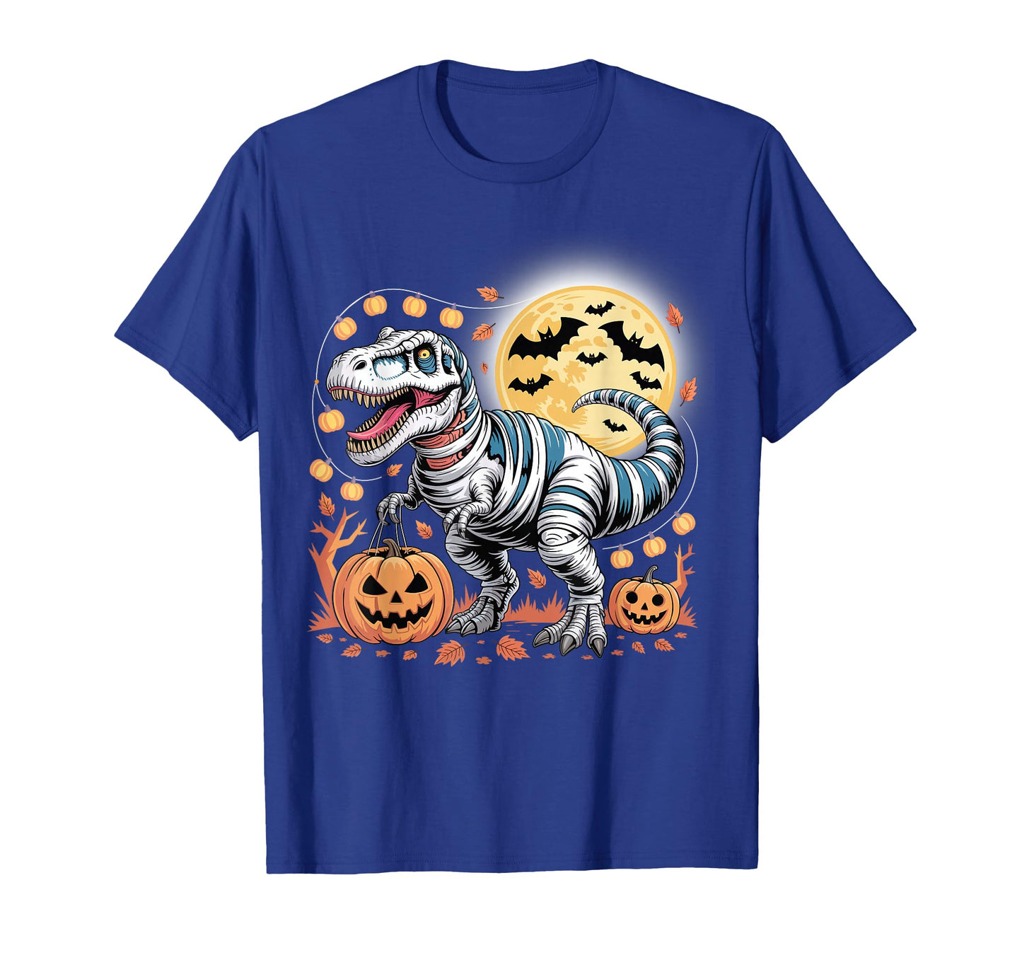 T Rex Halloween Scary Ghost Skeleton Riding Mummy Dinosaur T-Shirt