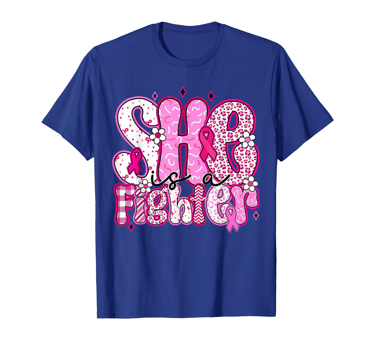 She is A Fighter Breast Cancer Month Breast Cancer Warrior T-Shirt