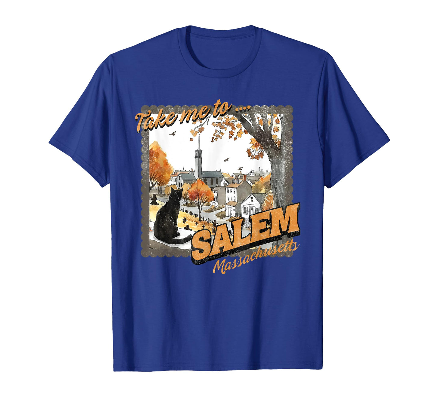 Take Me To Salem Massachusetts Black Cat Witch Halloween T-Shirt