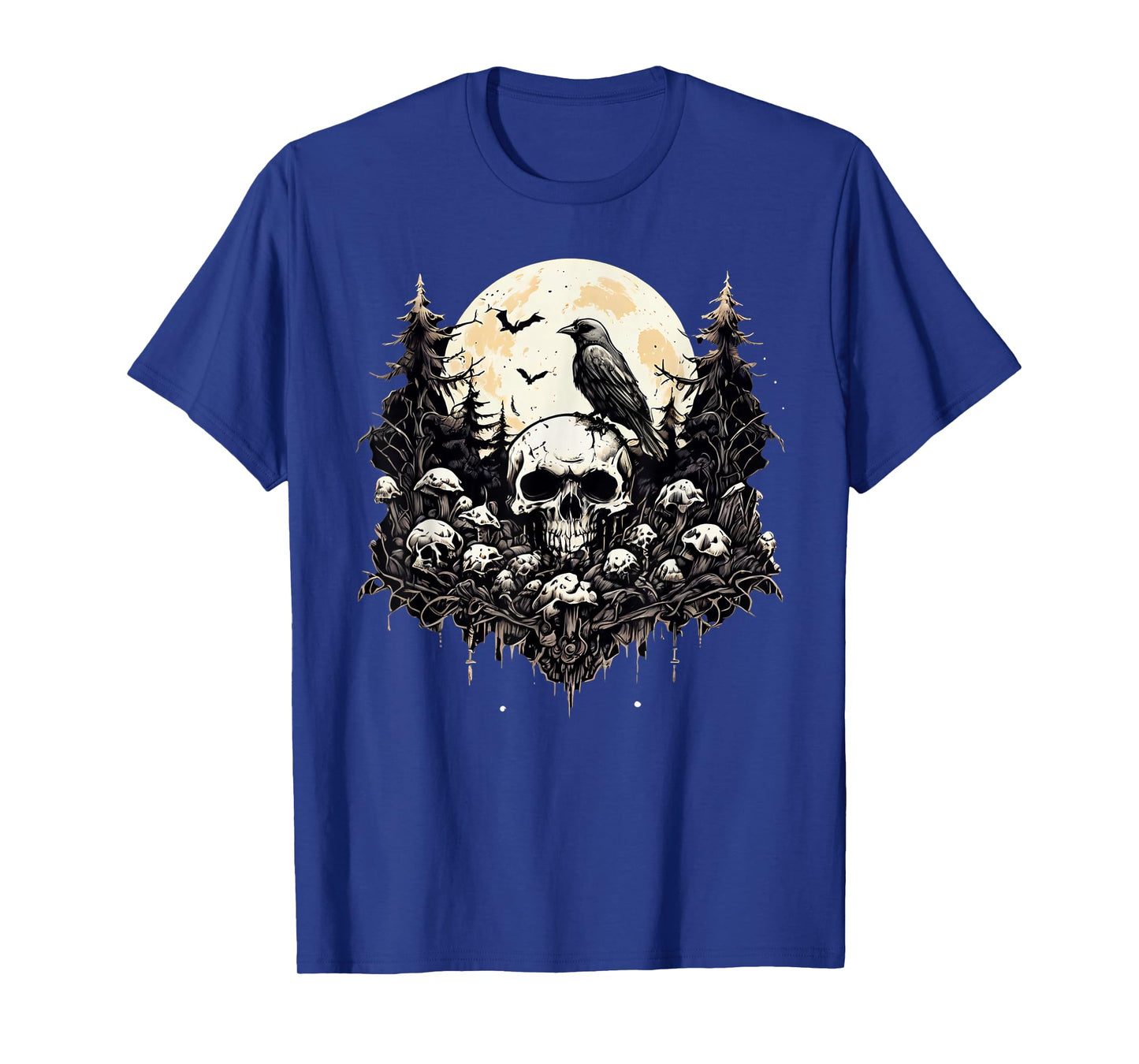Gothic Skull Crow Moon Aesthetic Nocturnal Reaper Dark Art T-Shirt