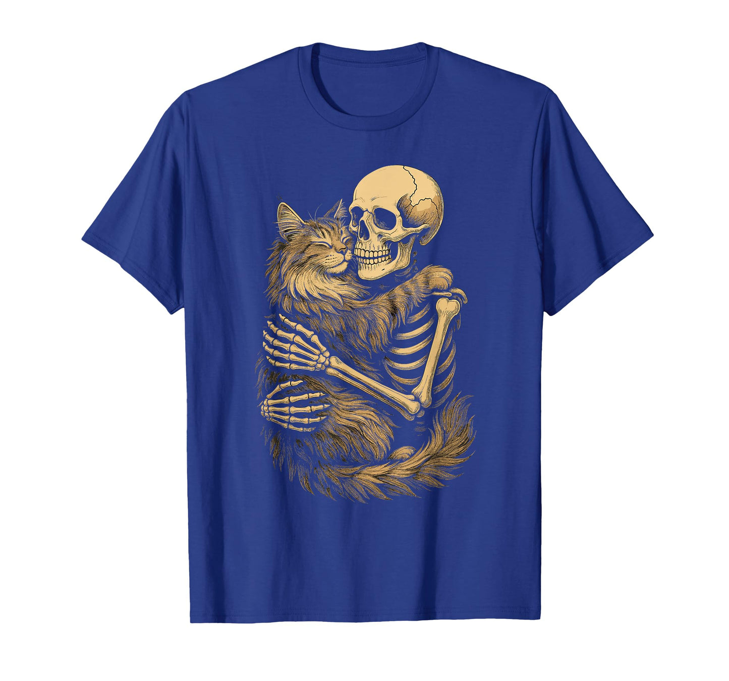 Skeleton Hugging Norwegian Forest Cat T-Shirt