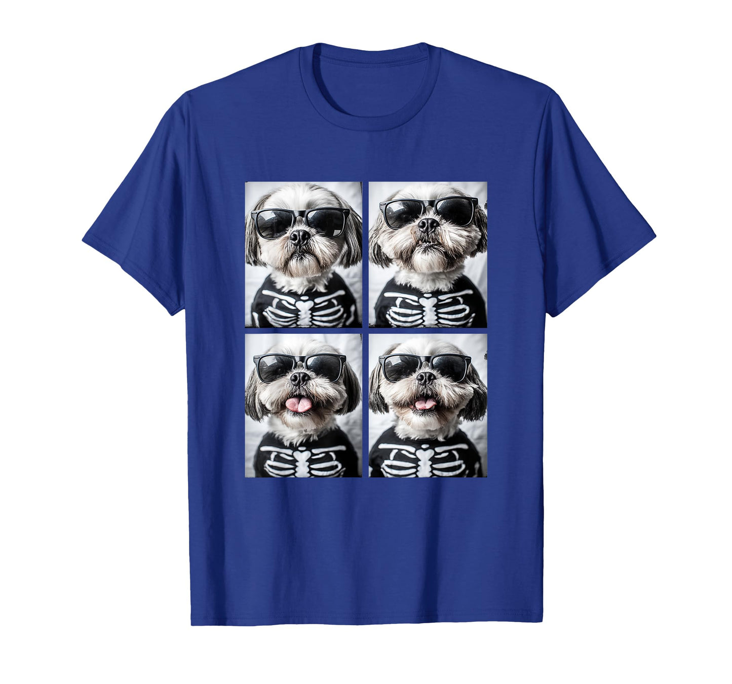 Shih Tzus Dogs with Sunglasses Halloween Skeleton Costume T-Shirt
