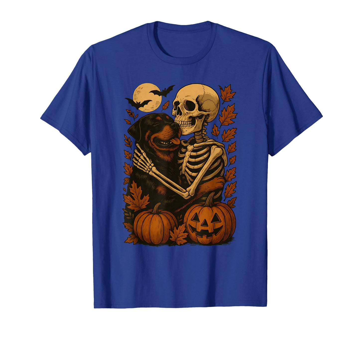Skeleton Hugging Rottweiler T-Shirt