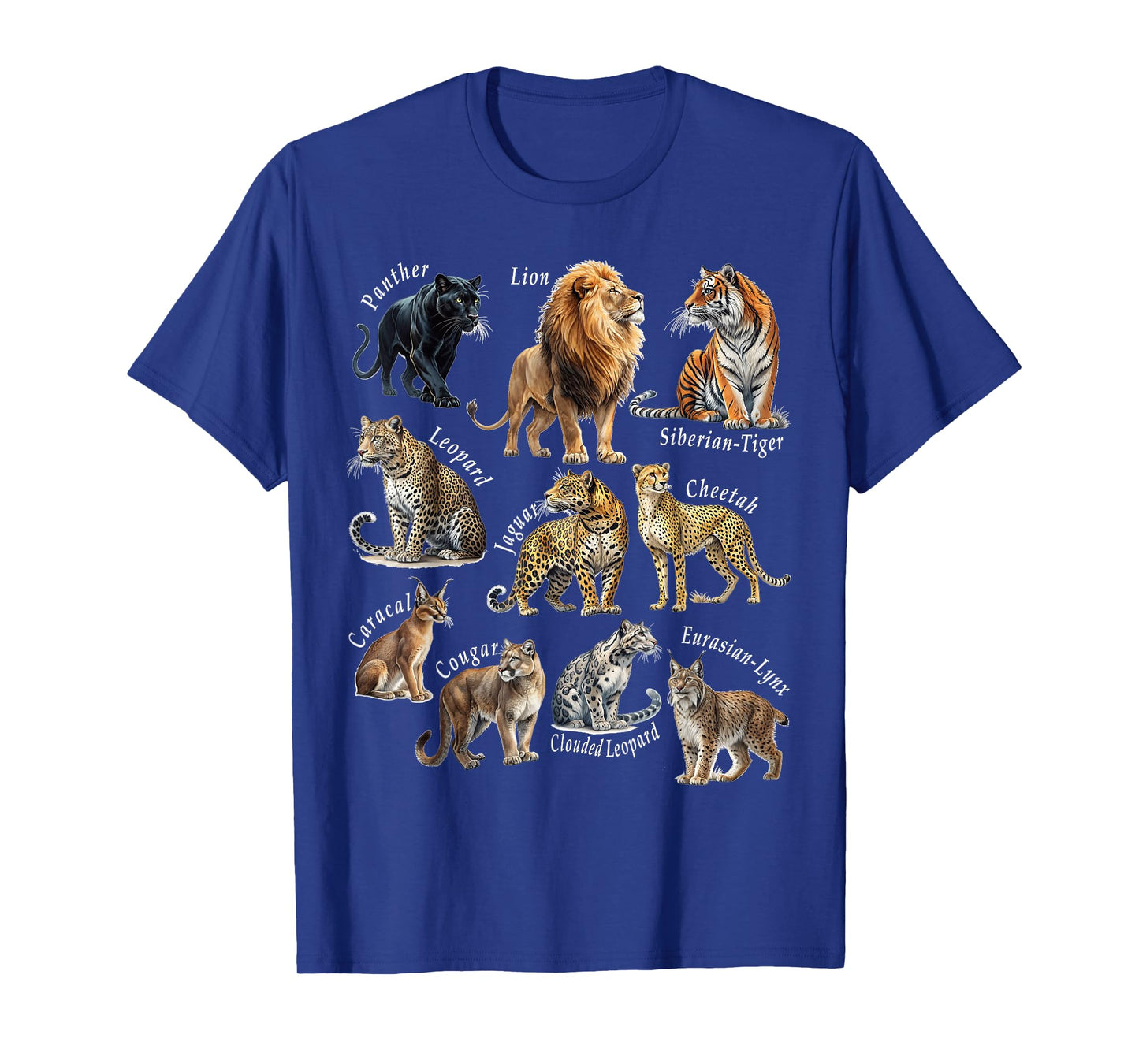 Educational Wild Cats and Big Cats of the World Animal Lover T-Shirt