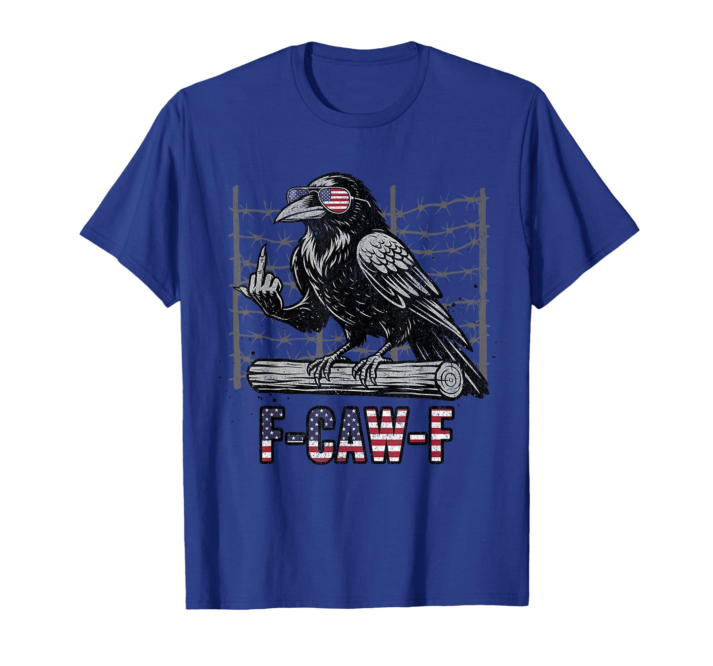 Funny Crow F-Caw-F American Flag Sunglasses Raven Middle Fin T-Shirt