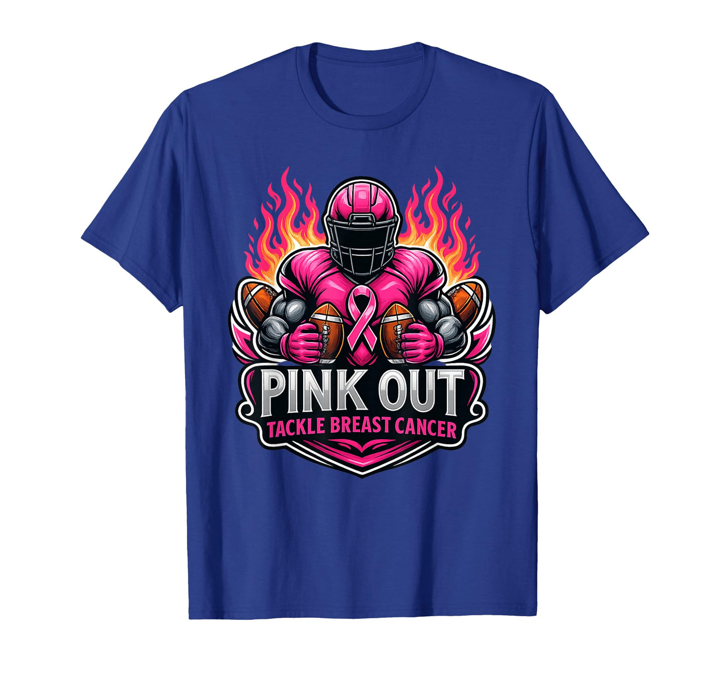 Pink Out Tackle Breast Cancer Awareness American Football T-Shirt