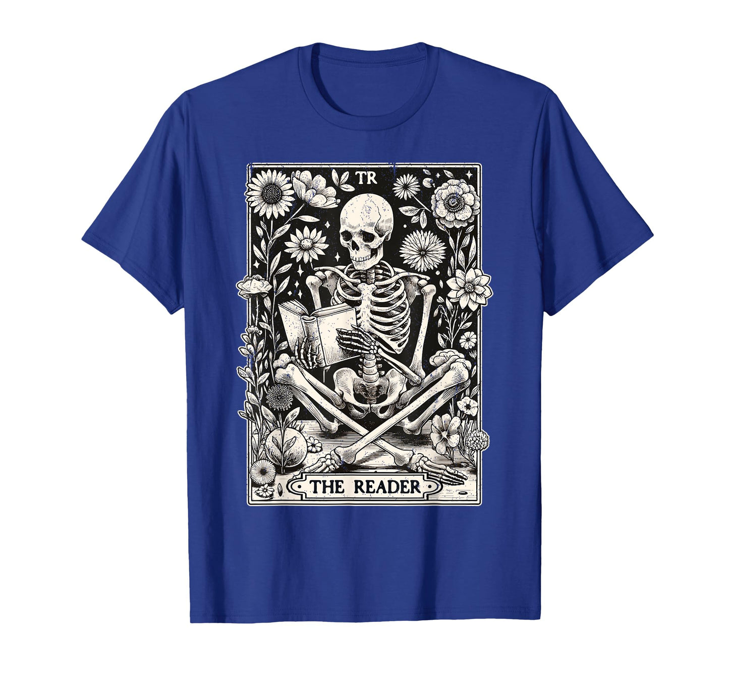 The Reader Tarot Card Funny Book Lover Skeleton Reading Book T-Shirt
