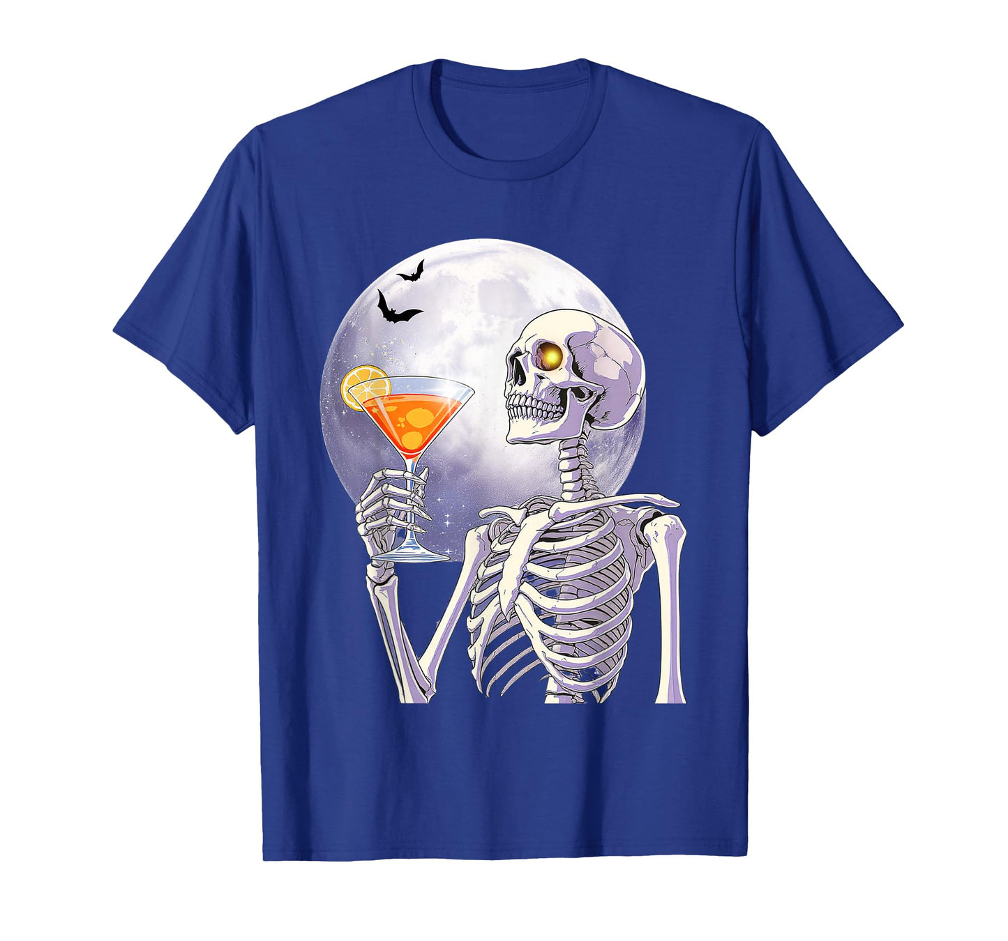 Funny Halloween Skeleton Drinking Martini Cocktail T-Shirt
