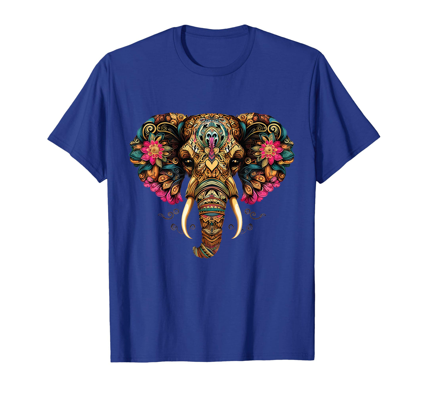 Elephant Portrait Colorful Artwork Floral Savanna Nature T-Shirt