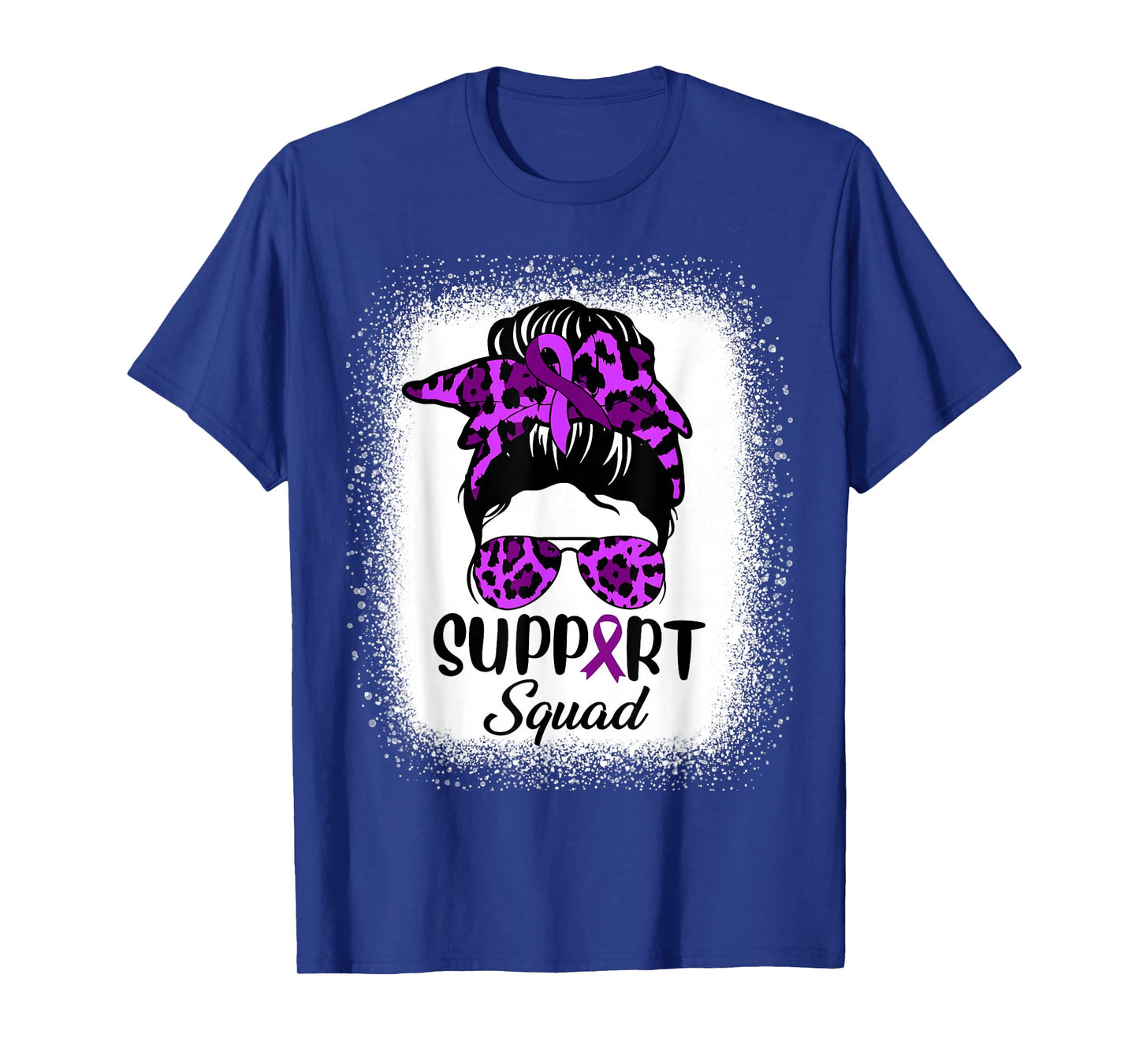 Support Pancreatic Cancer Awareness Messy Bun Ribbon Purple T-Shirt