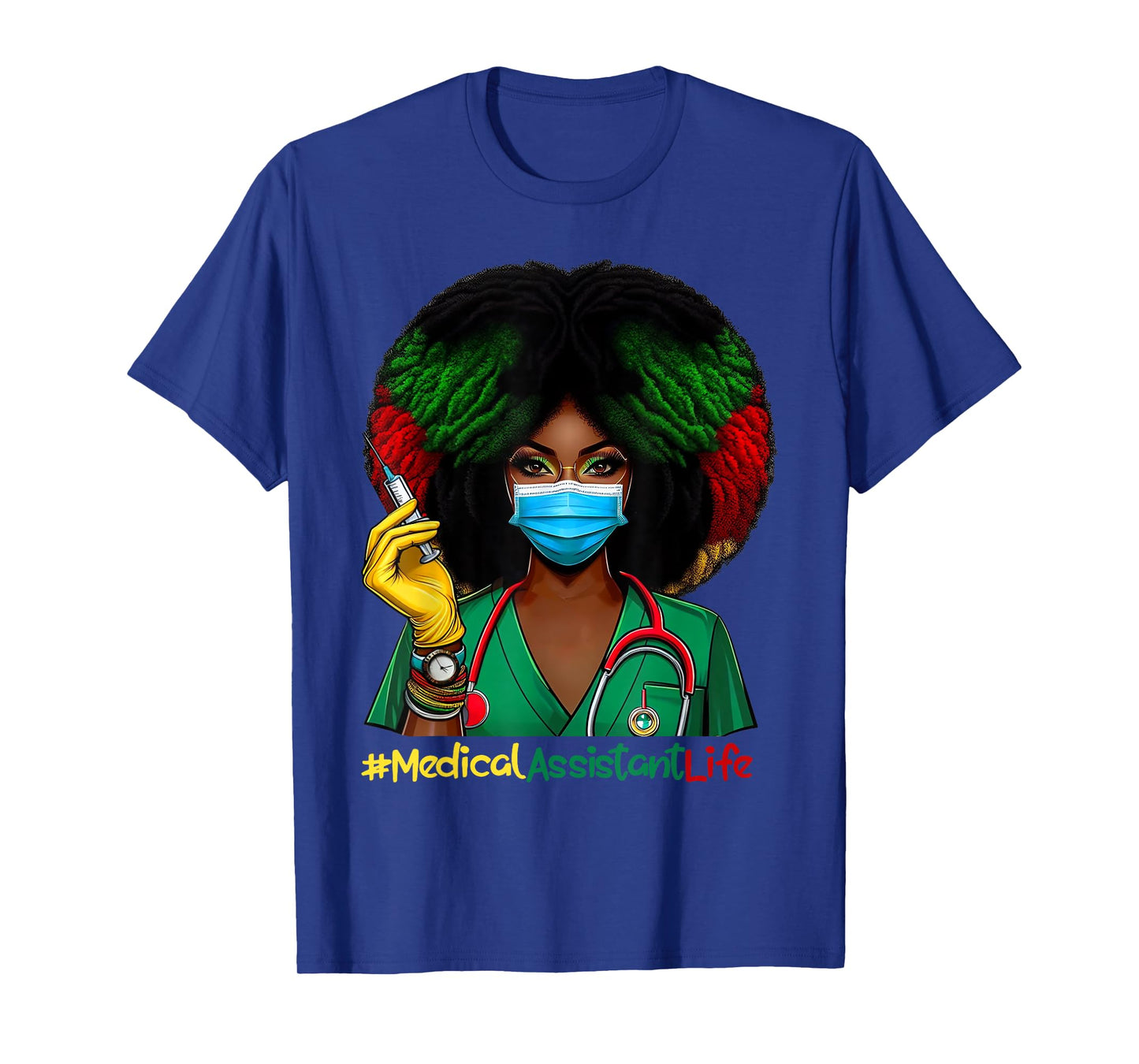 Medical Assistant Nurse Afro Woman Nursing Juneteenth T-Shirt