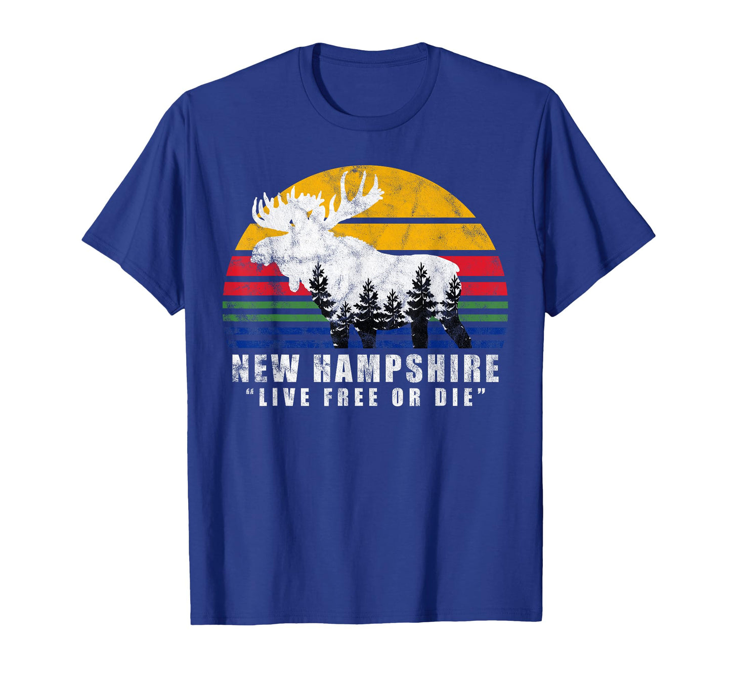 New Hampshire Live Free Or Die Vintage Moose Forest T-Shirt