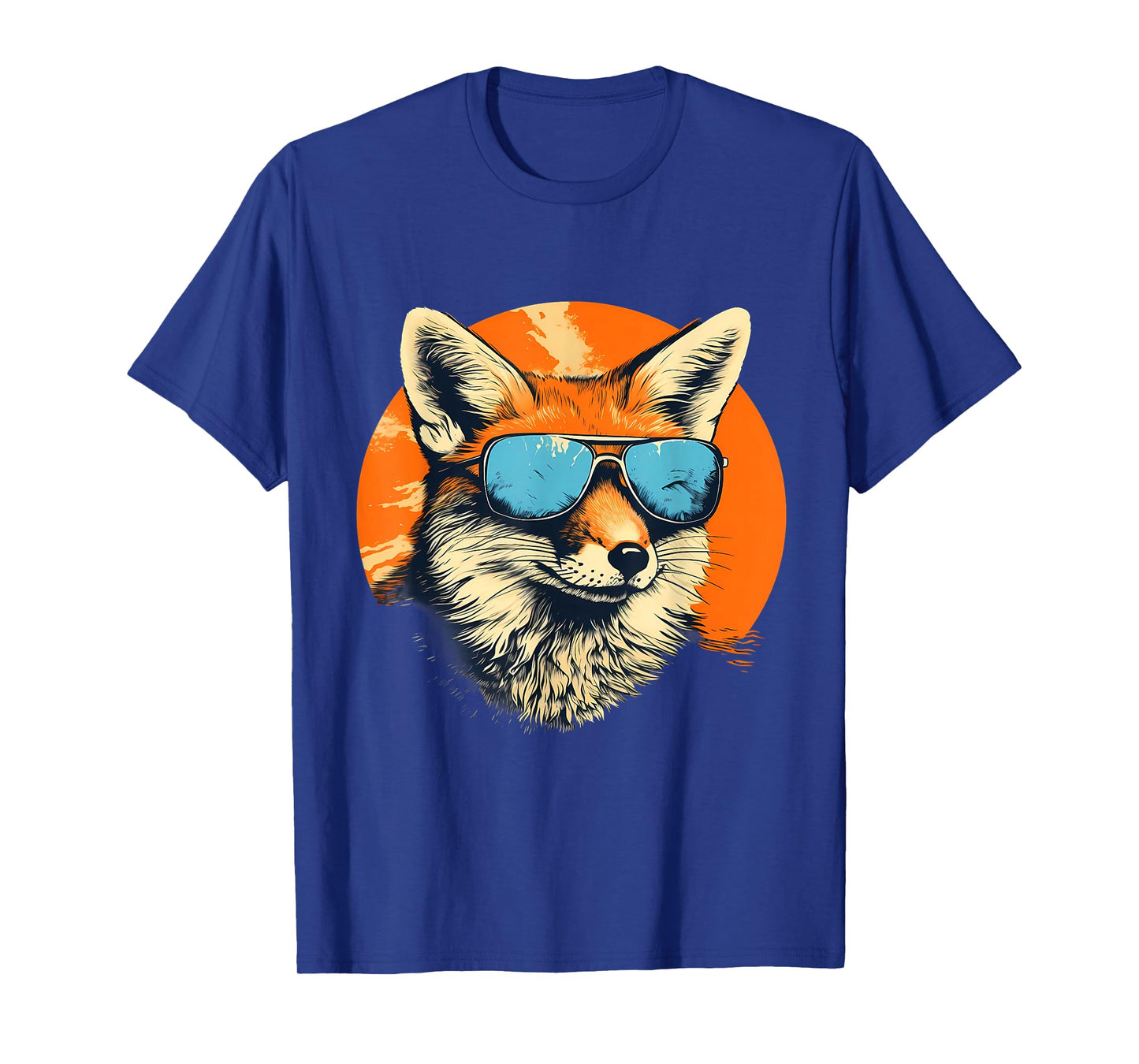 Fox Sunglasses Portrait Colorful Artwork Wildlife Animal Art T-Shirt