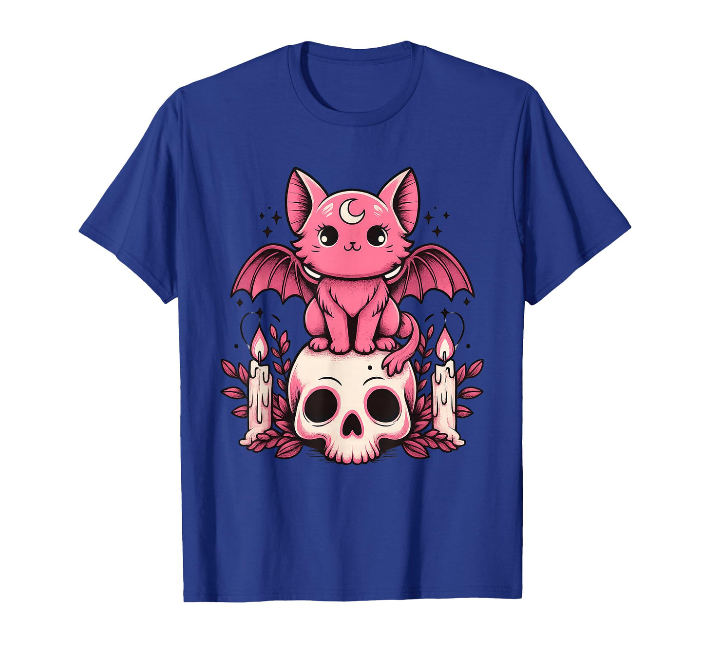 Cute Cat Pastel Goth Bat Skull Kawaii Creepy Kitty Skeleton T-Shirt
