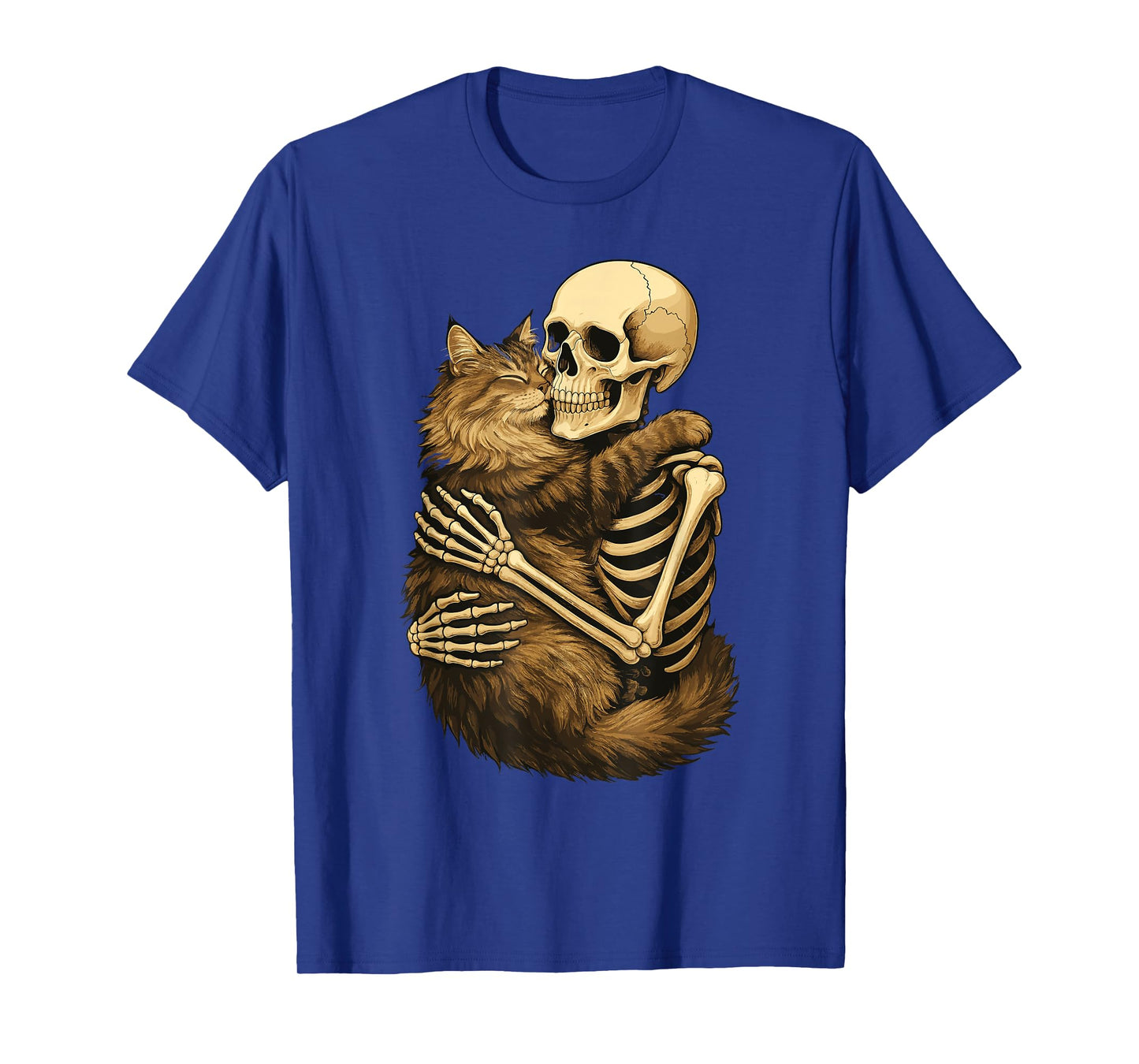 Skeleton Hugging Siberian Cat T-Shirt