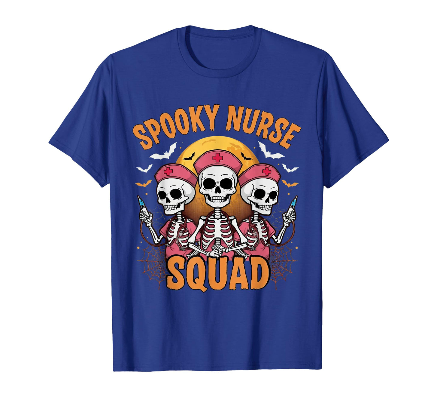 Spooky Nurse Squad Halloween Skeleton Costume Funny Women T-Shirt