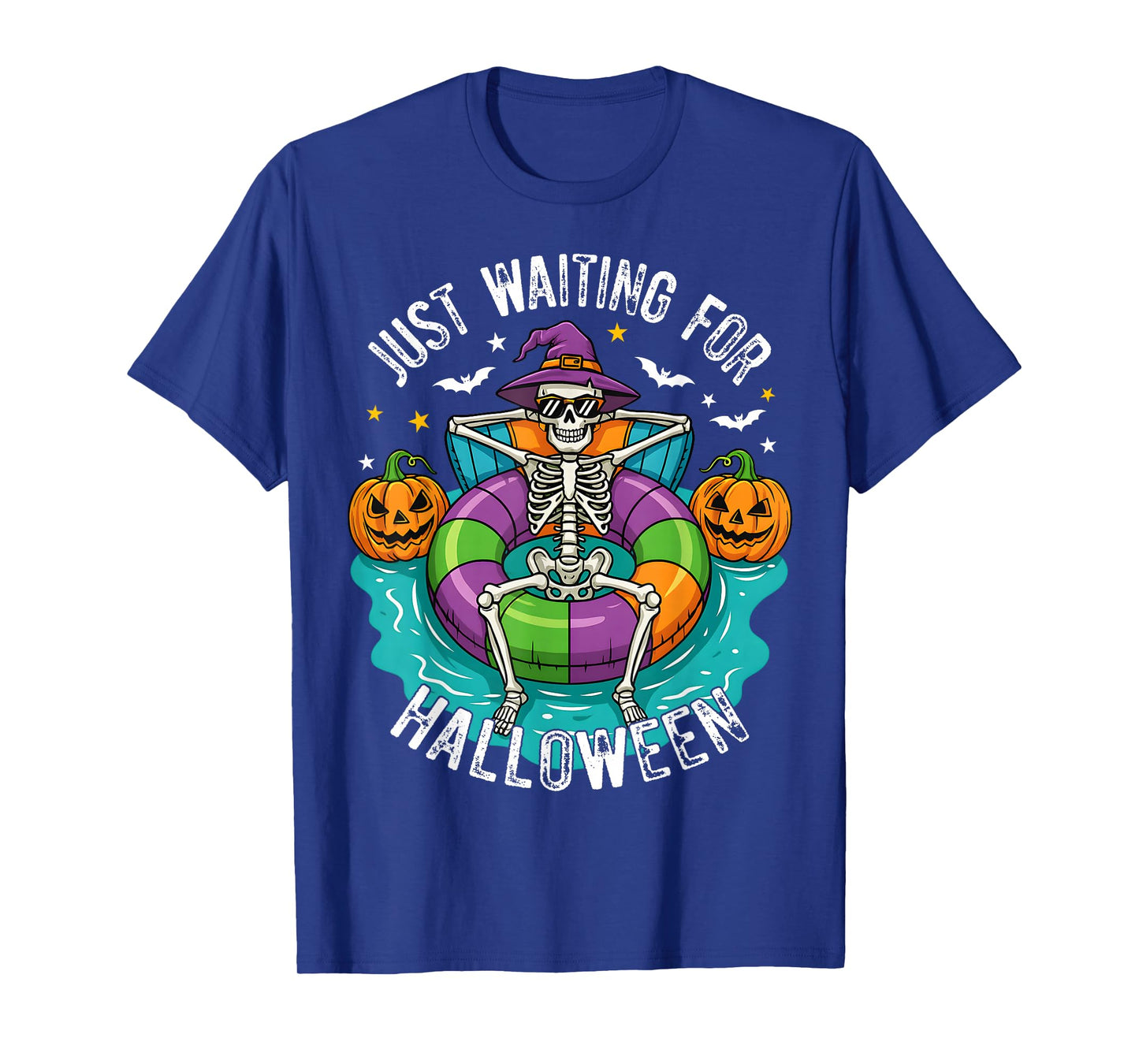 Spooky Summer Skeleton Just Waiting for Halloween Pumpkin T-Shirt