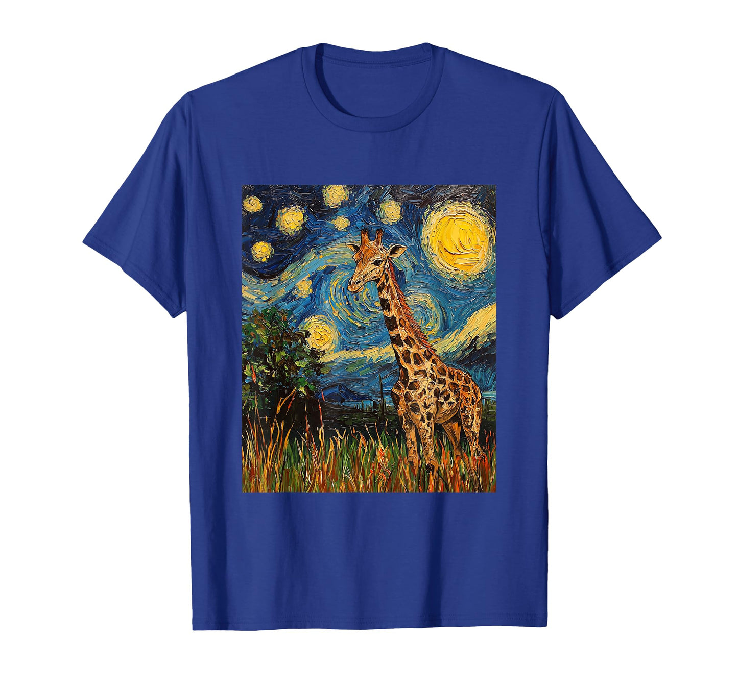 Cute Giraffe Africa - Van Gogh Style - Starry Night T-Shirt