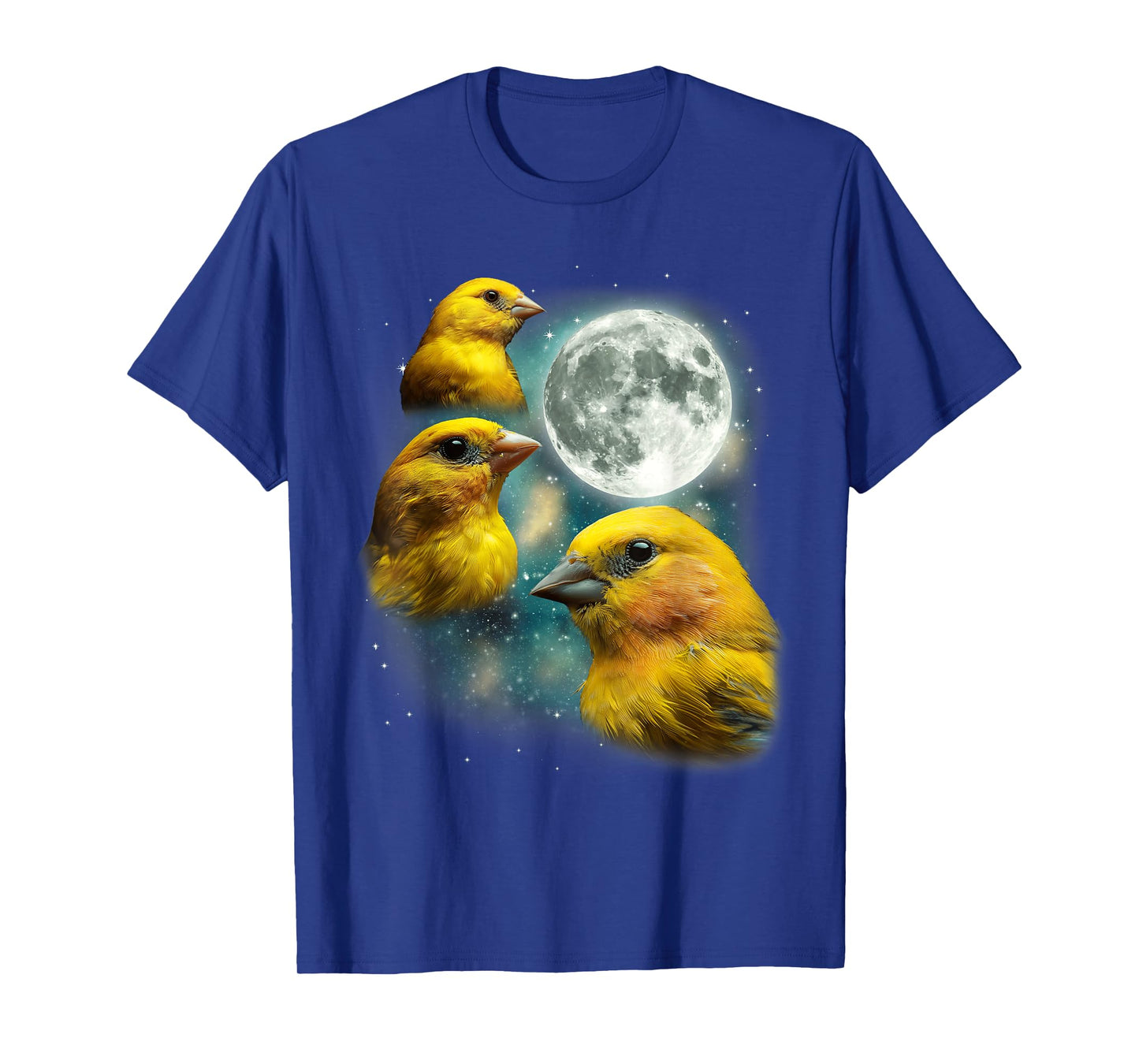 Three Canary Moon | 3 Canaries On A Magical Night Cute Bird T-Shirt