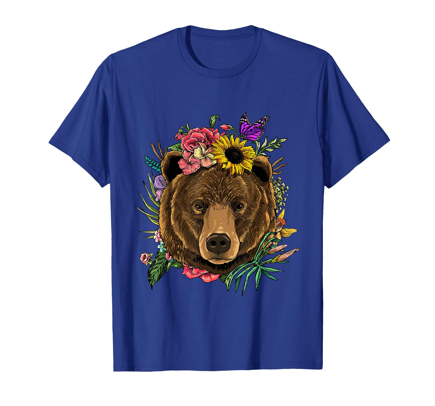 Bear Shirt Nature Floral Grizzly Bear Face Animal Bear Lover T-Shirt