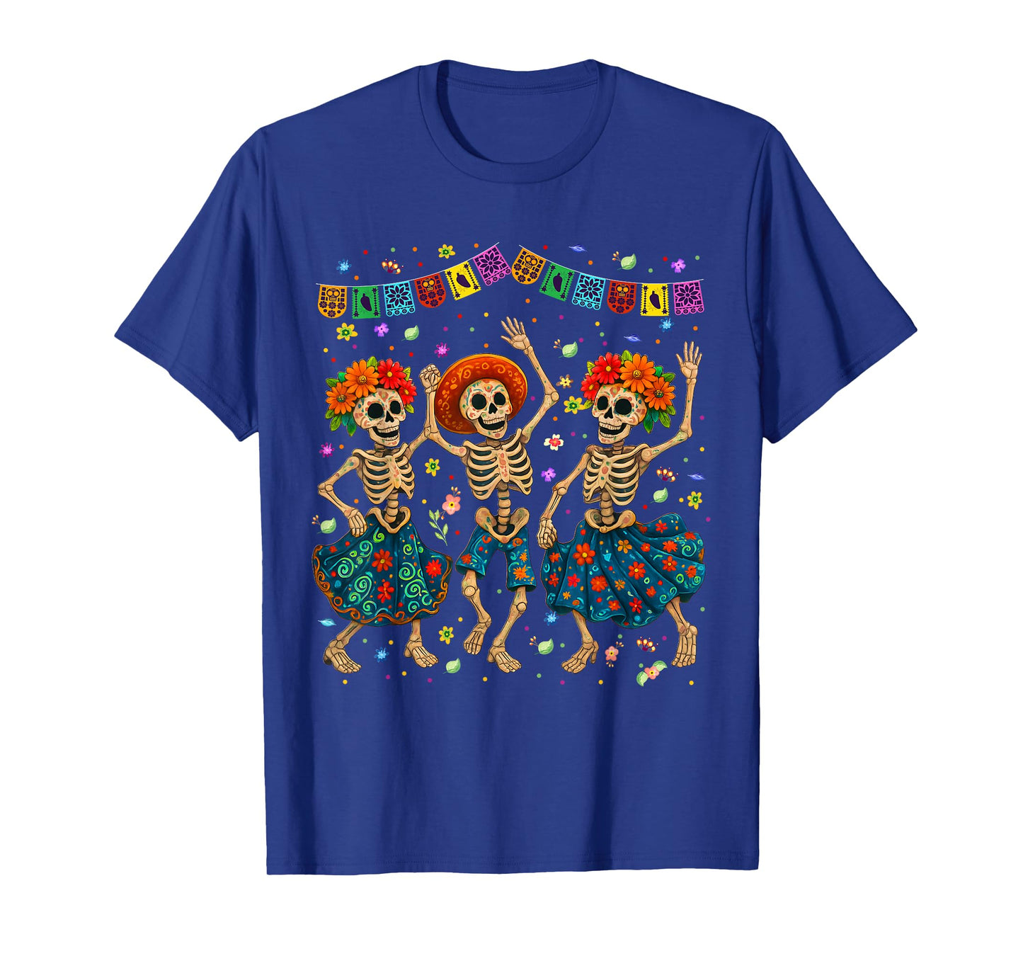 Day The Dead Sugar Skull Skeleton Dia De Los Muertos Womens T-Shirt