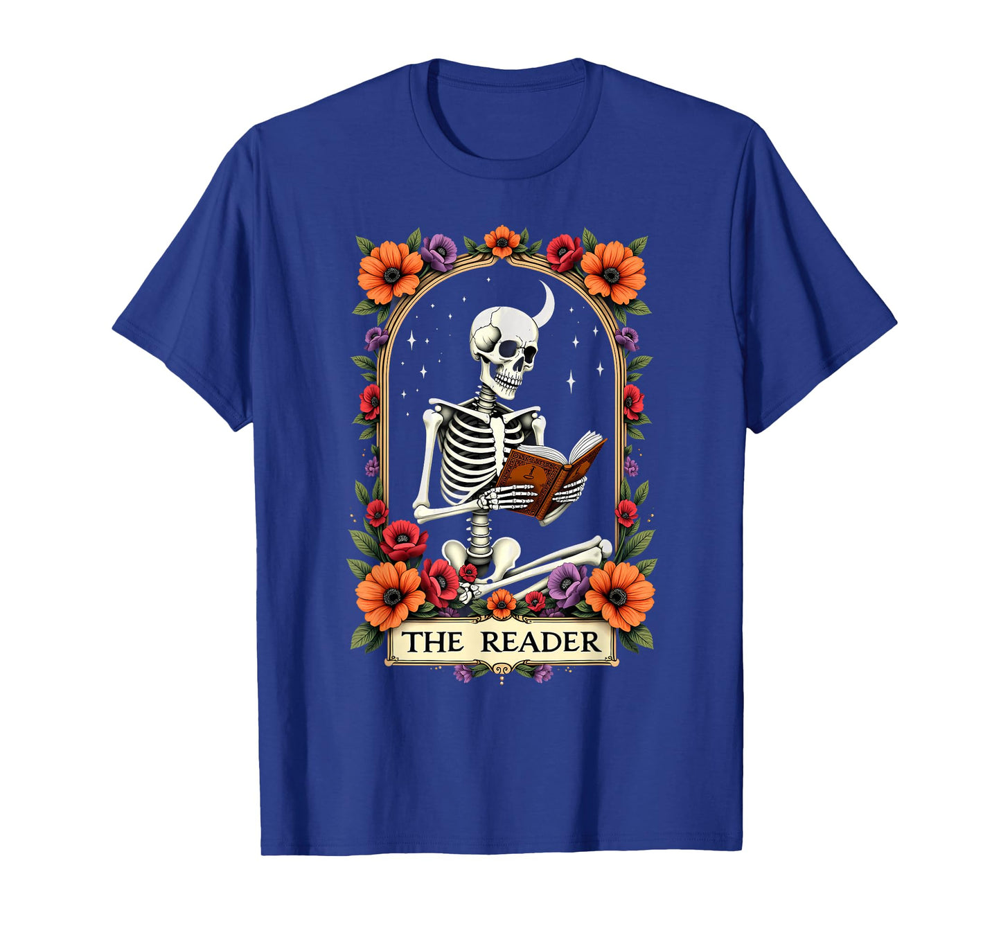 Tarot Card Skeleton Reading Book Librarian The Reader T-Shirt