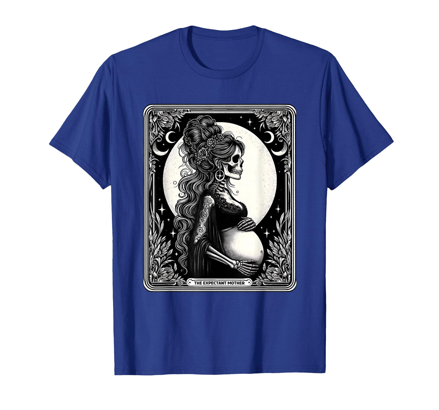 Tarot Card Skeleton Expectant Mother Pregnancy Announcement T-Shirt